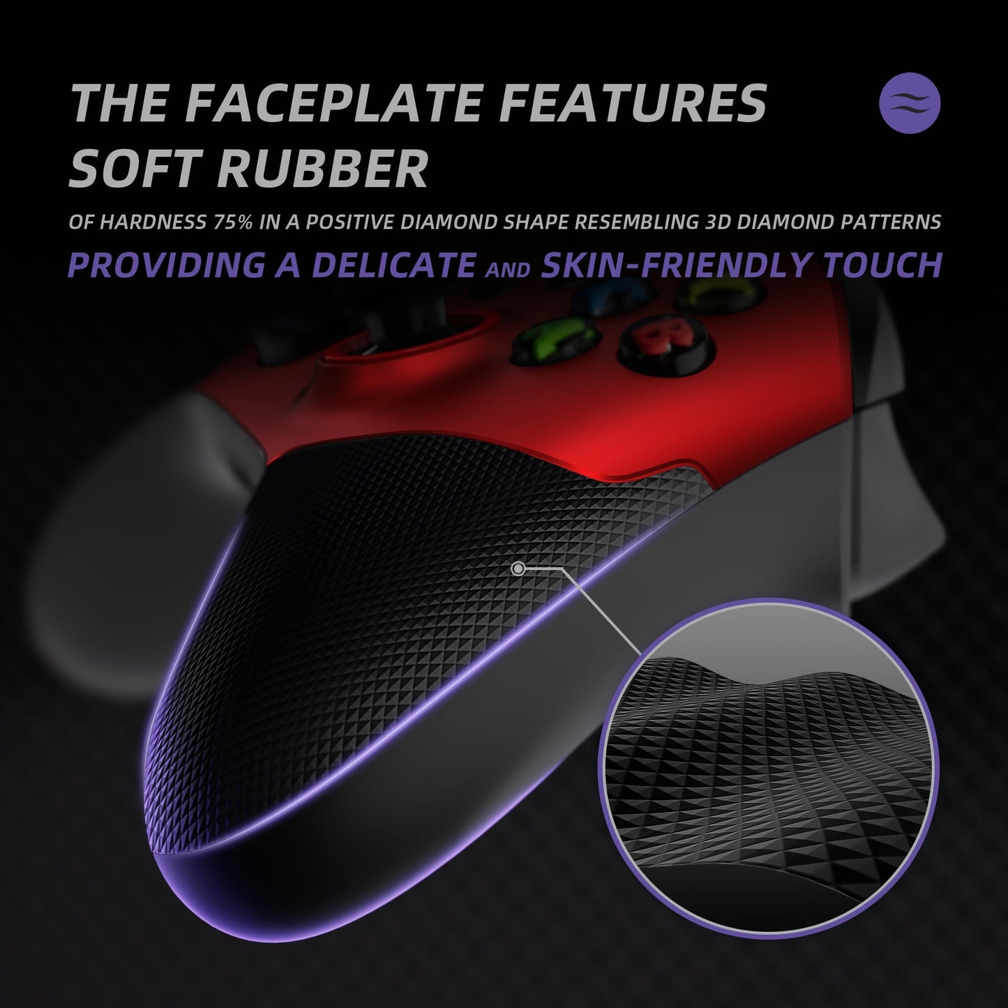 eXtremeRate ASR Version Performance Rubberized Grip Front Housing Shell with Accent Rings for Xbox Series X & S Controller - Scarlet Red & Black eXtremeRate
