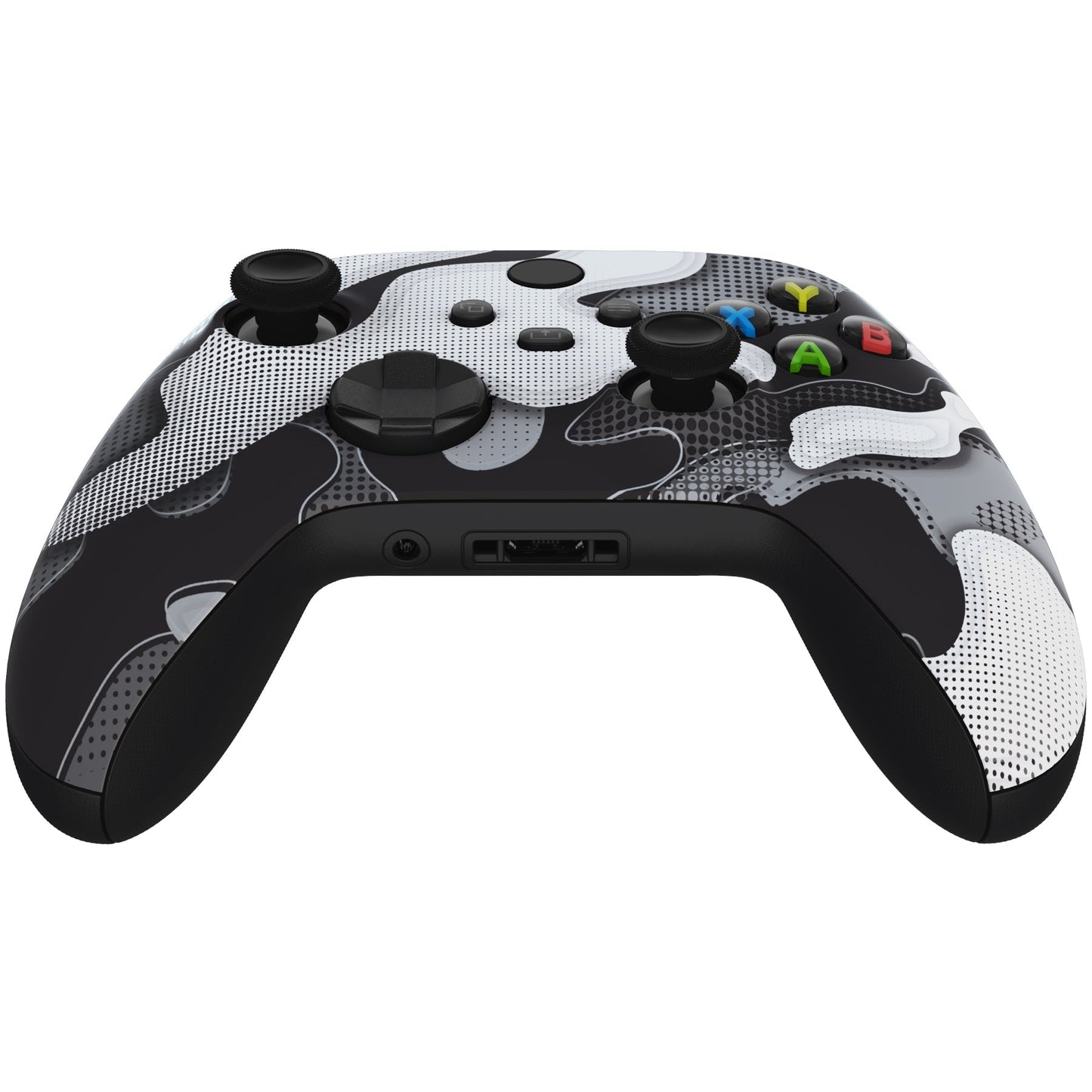 eXtremeRate Retail Black White Camouflage Replacement Part Faceplate, Soft Touch Grip Housing Shell Case for Xbox Series S & Xbox Series X Controller Accessories - Controller NOT Included - FX3T136