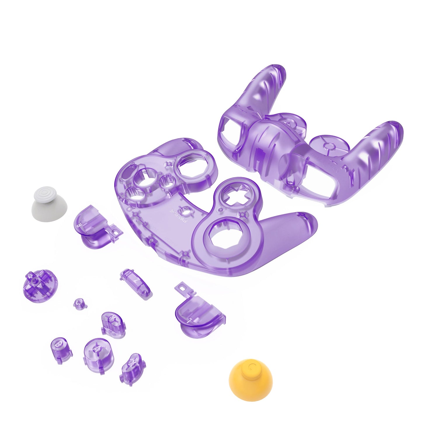eXtremeRate Replacement Faceplate Backplate with Buttons for Nintendo GameCube Controller NGC - Clear Atomic Purple eXtremeRate