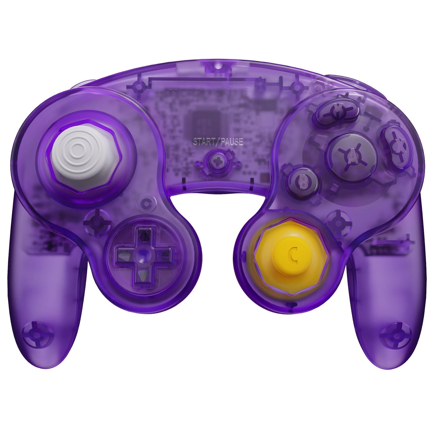 eXtremeRate Replacement Faceplate Backplate with Buttons for Nintendo GameCube Controller NGC - Clear Atomic Purple eXtremeRate