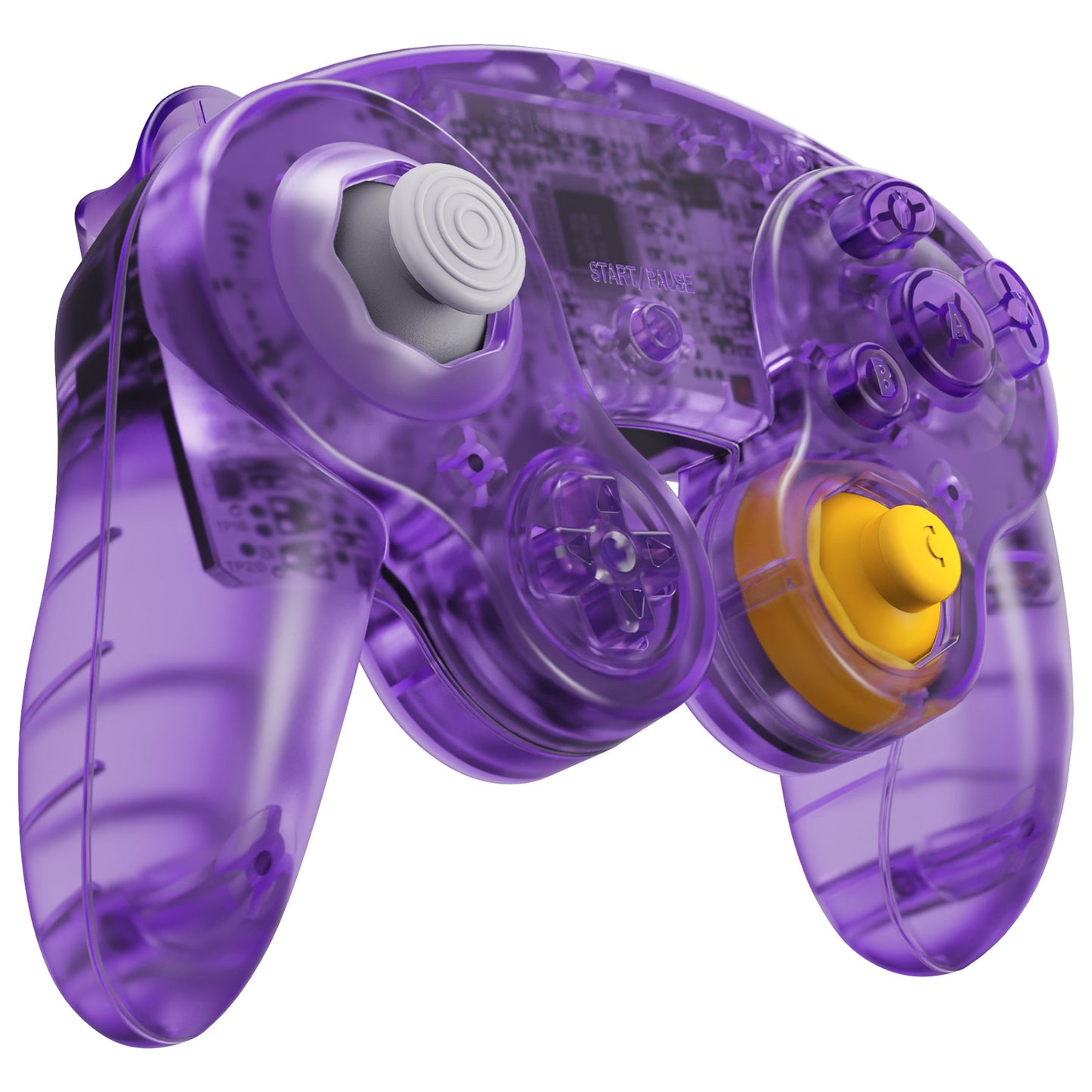 eXtremeRate Replacement Faceplate Backplate with Buttons for Nintendo GameCube Controller NGC - Clear Atomic Purple eXtremeRate