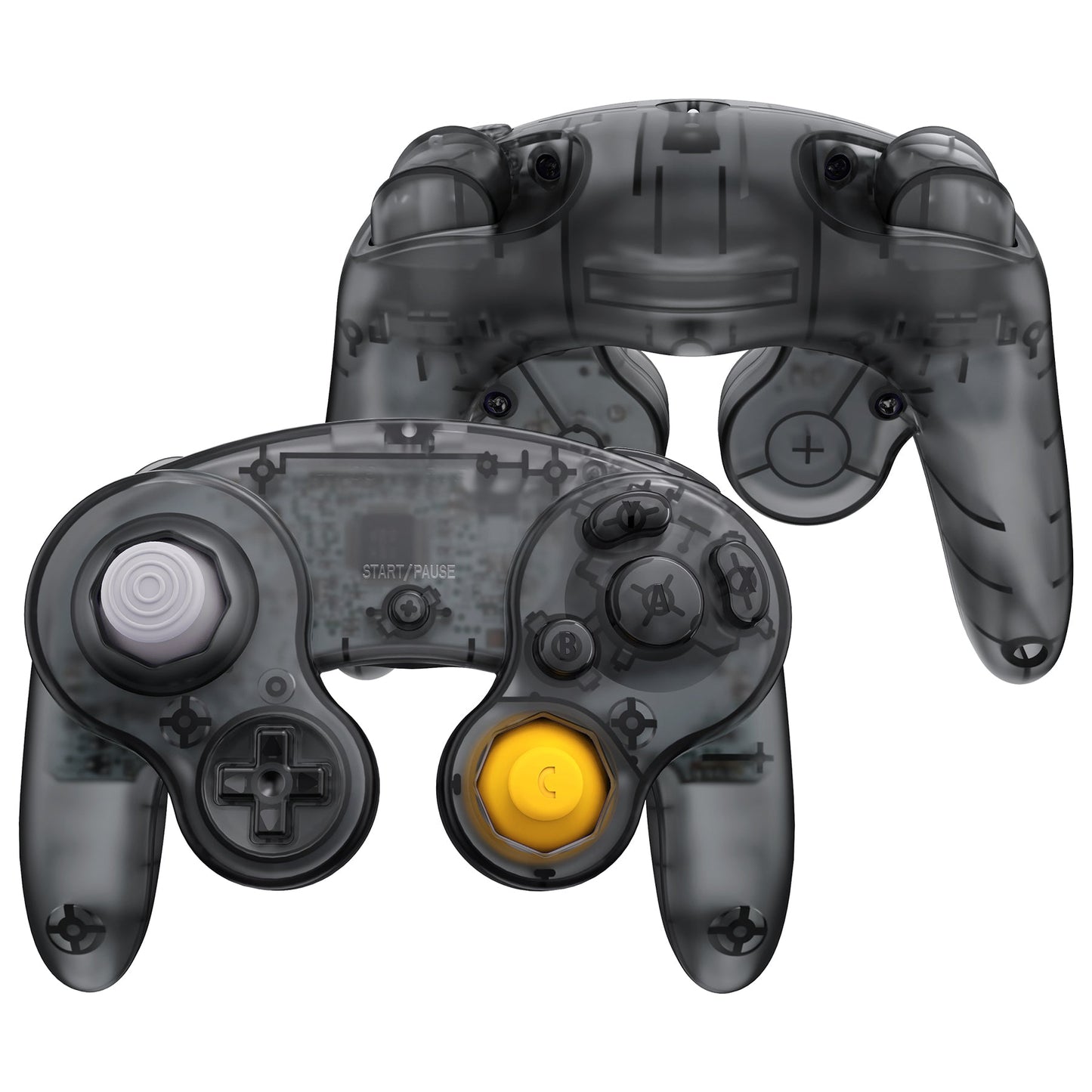 eXtremeRate Replacement Faceplate Backplate with Buttons for Nintendo GameCube Controller NGC - Clear Black eXtremeRate
