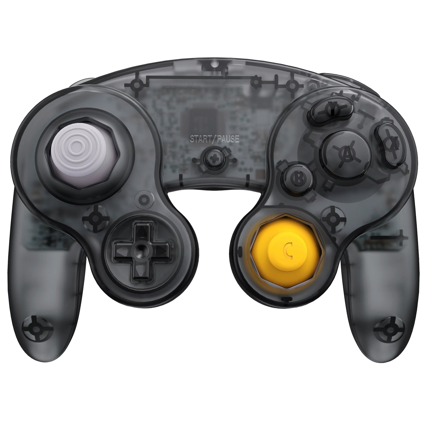 eXtremeRate Replacement Faceplate Backplate with Buttons for Nintendo GameCube Controller NGC - Clear Black eXtremeRate