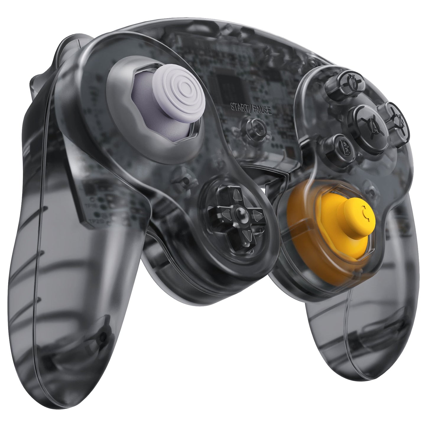 eXtremeRate Replacement Faceplate Backplate with Buttons for Nintendo GameCube Controller NGC - Clear Black eXtremeRate
