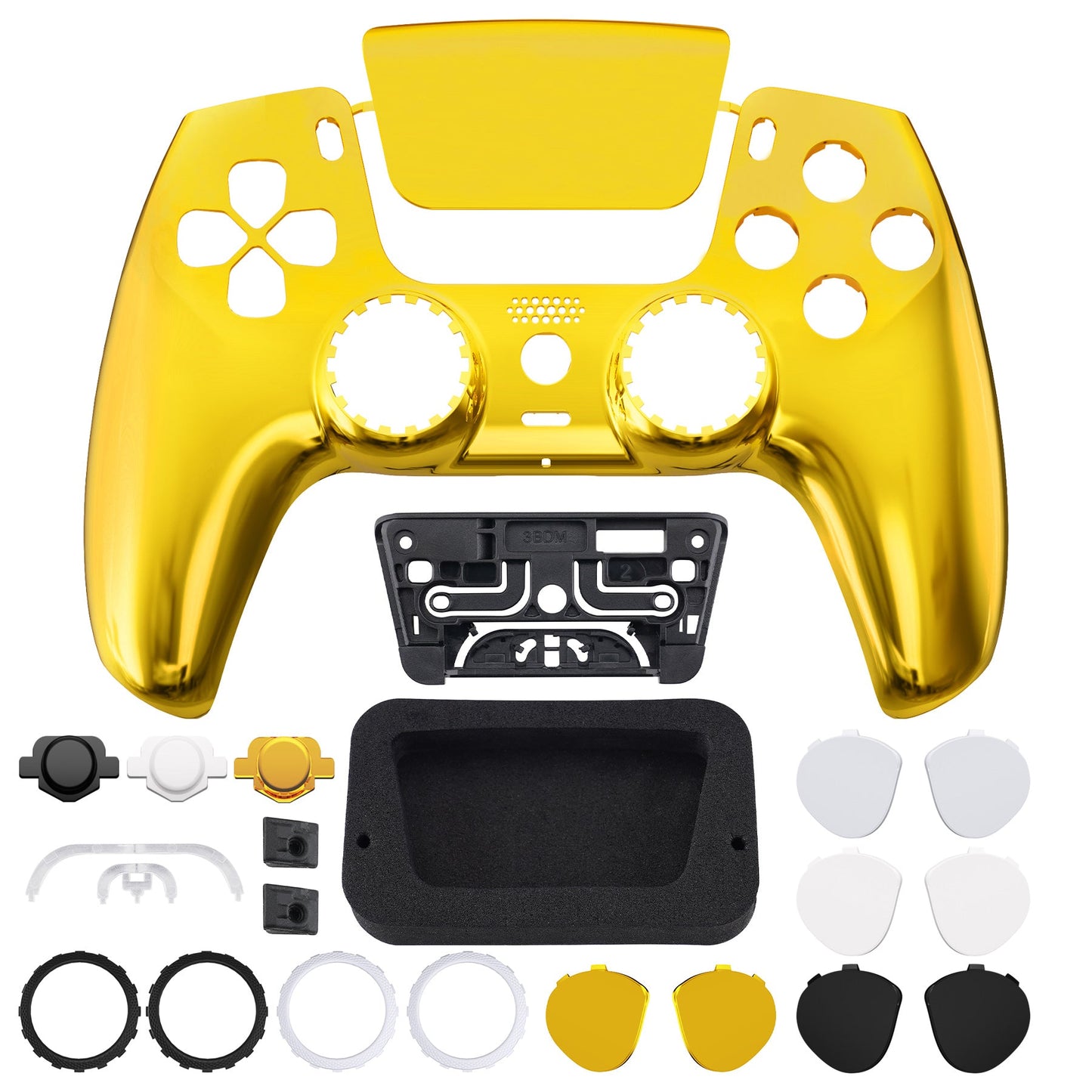 eXtremeRate PS5コントローラーBDM-010/020/030/040/050対応LUNA再設計交換対応用フロントシェル&タッチパッド【クロームゴールド】