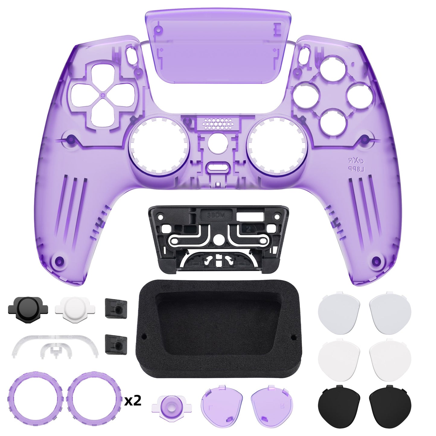 eXtremeRate PS5コントローラーBDM-010/020/030/040/050対応LUNA再設計交換対応用フロントシェル&タッチパッド【クリアパープル】
