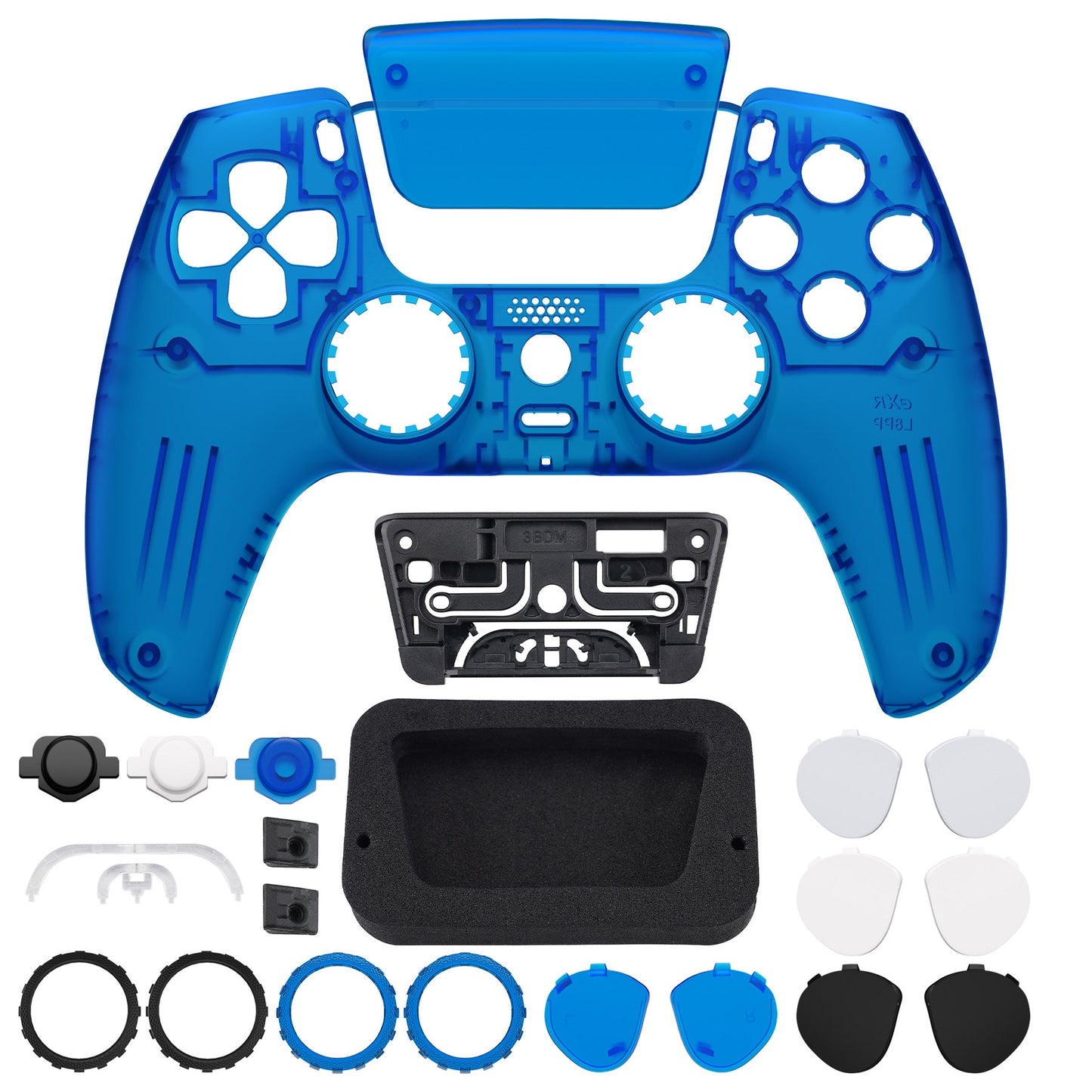 eXtremeRate PS5コントローラーBDM-010/020/030/040/050対応LUNA再設計交換対応用フロントシェル&タッチパッド【クリアブルー】