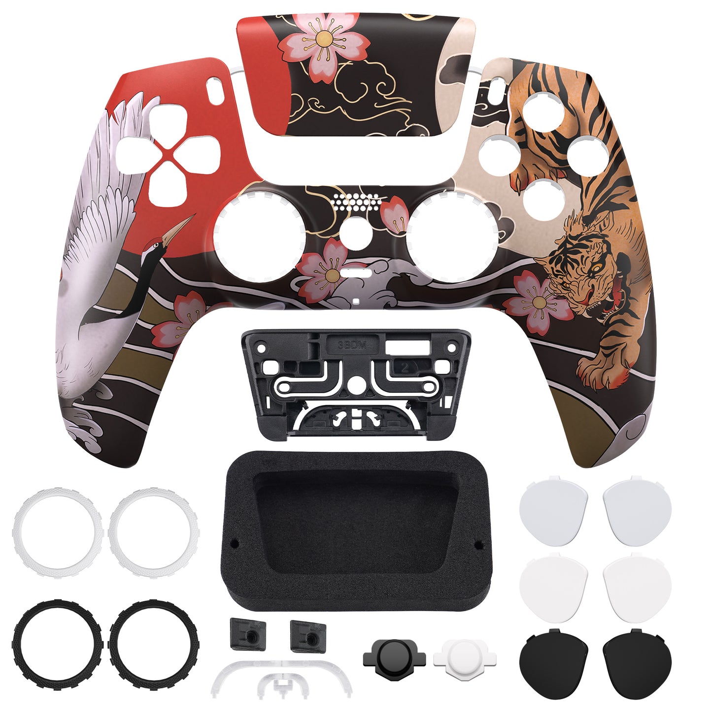 eXtremeRate PS5コントローラーBDM-010/020/030/040/050対応LUNA再設計交換対応用フロントシェル&タッチパッド【虎と鶴】