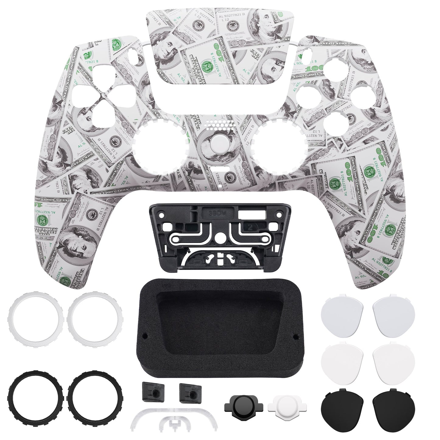 eXtremeRate PS5コントローラーBDM-010/020/030/040/050対応LUNA再設計交換対応用フロントシェル&タッチパッド【100現金ドルパターン】