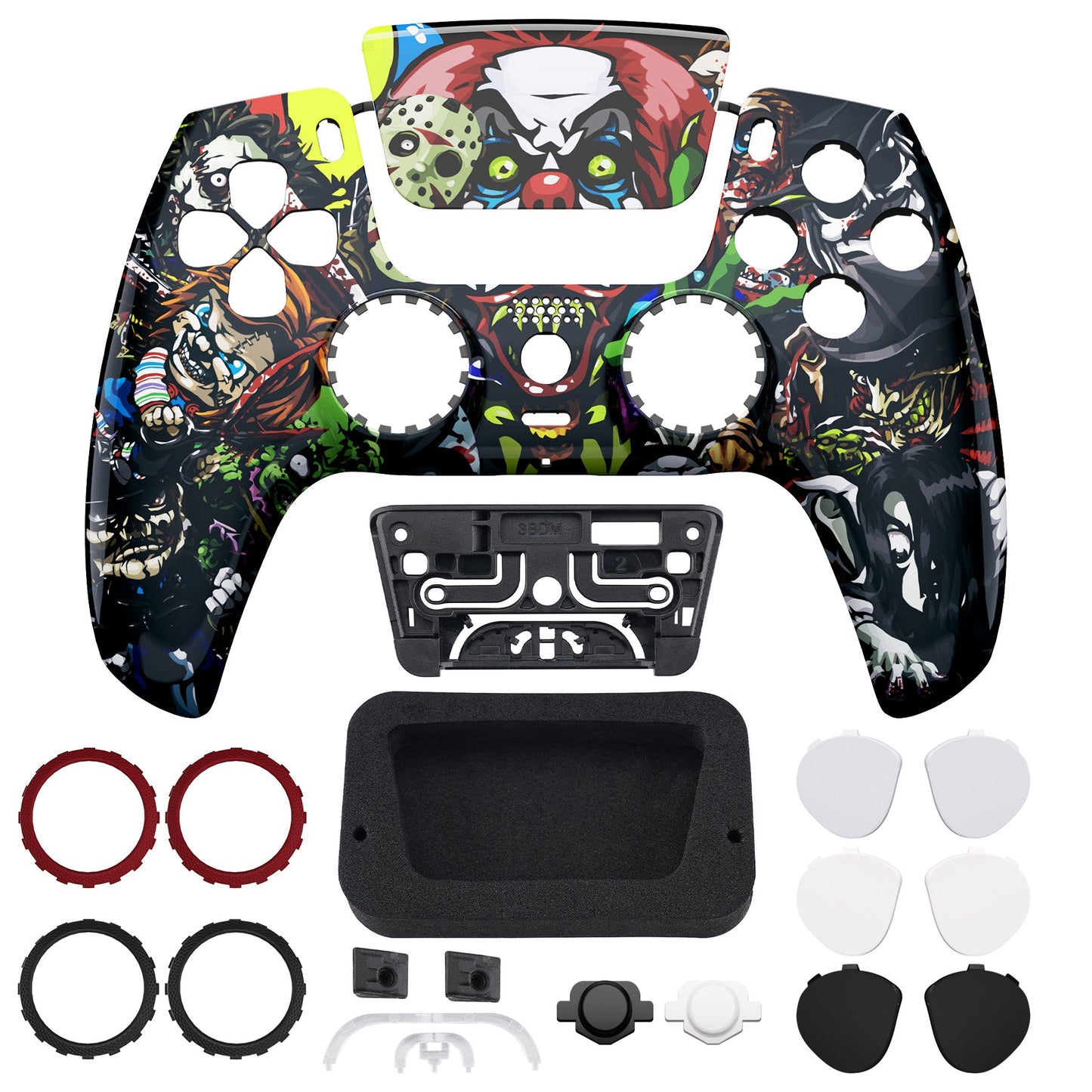 eXtremeRate PS5コントローラーBDM-010/020/030/040/050対応LUNA再設計交換対応用フロントシェル&タッチパッド【スリラーパーティー】