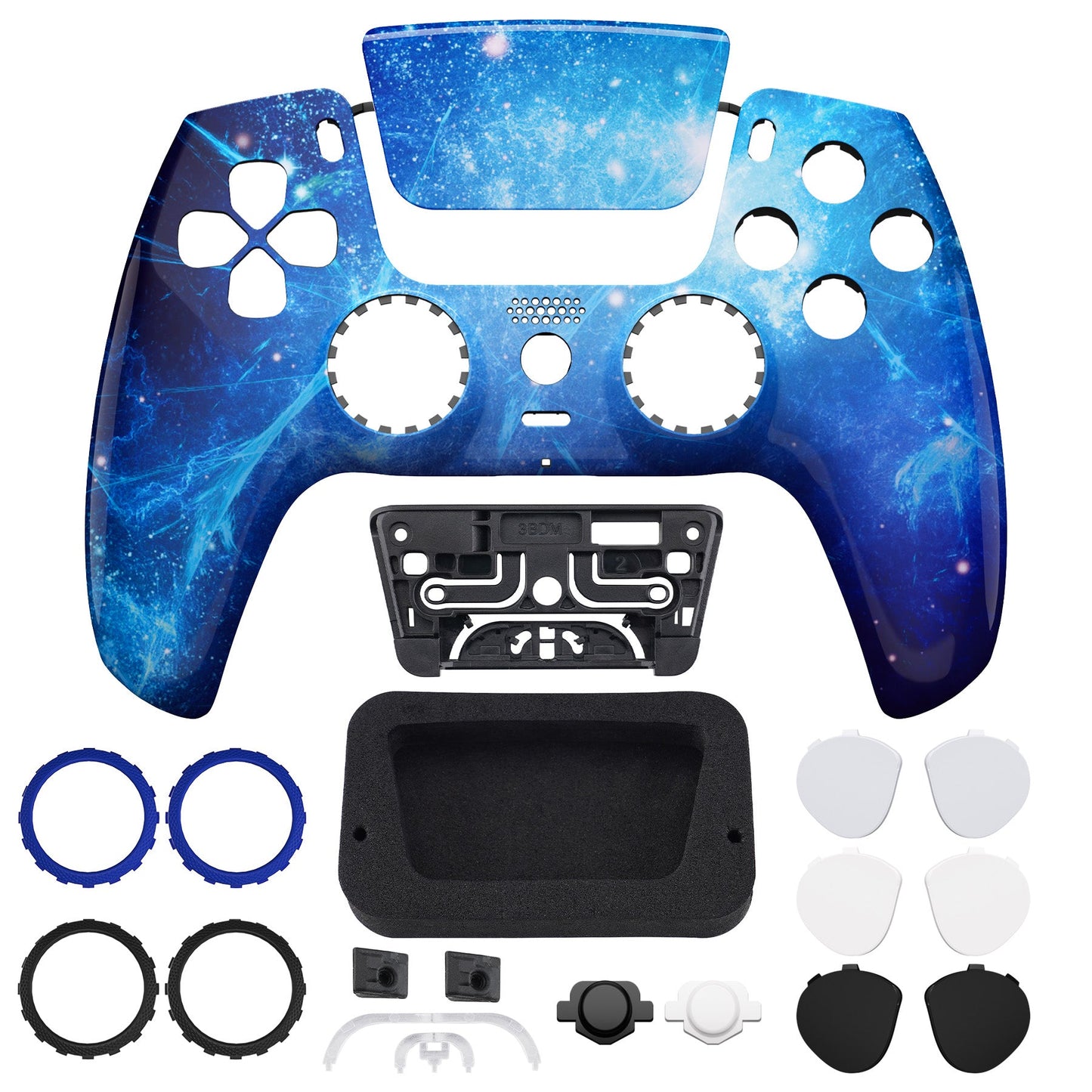eXtremeRate PS5コントローラーBDM-010/020/030/040/050対応LUNA再設計交換対応用フロントシェル&タッチパッド【青い星雲】