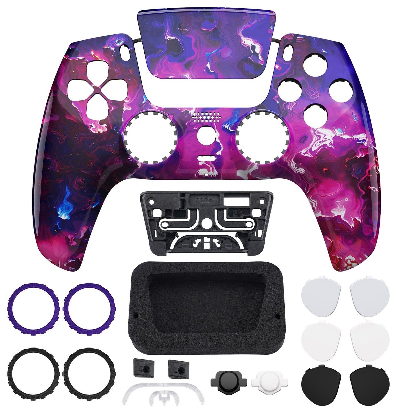 eXtremeRate PS5コントローラーBDM-010/020/030/040/050対応LUNA再設計交換対応用フロントシェル&タッチパッド【シュールな溶岩パタン】