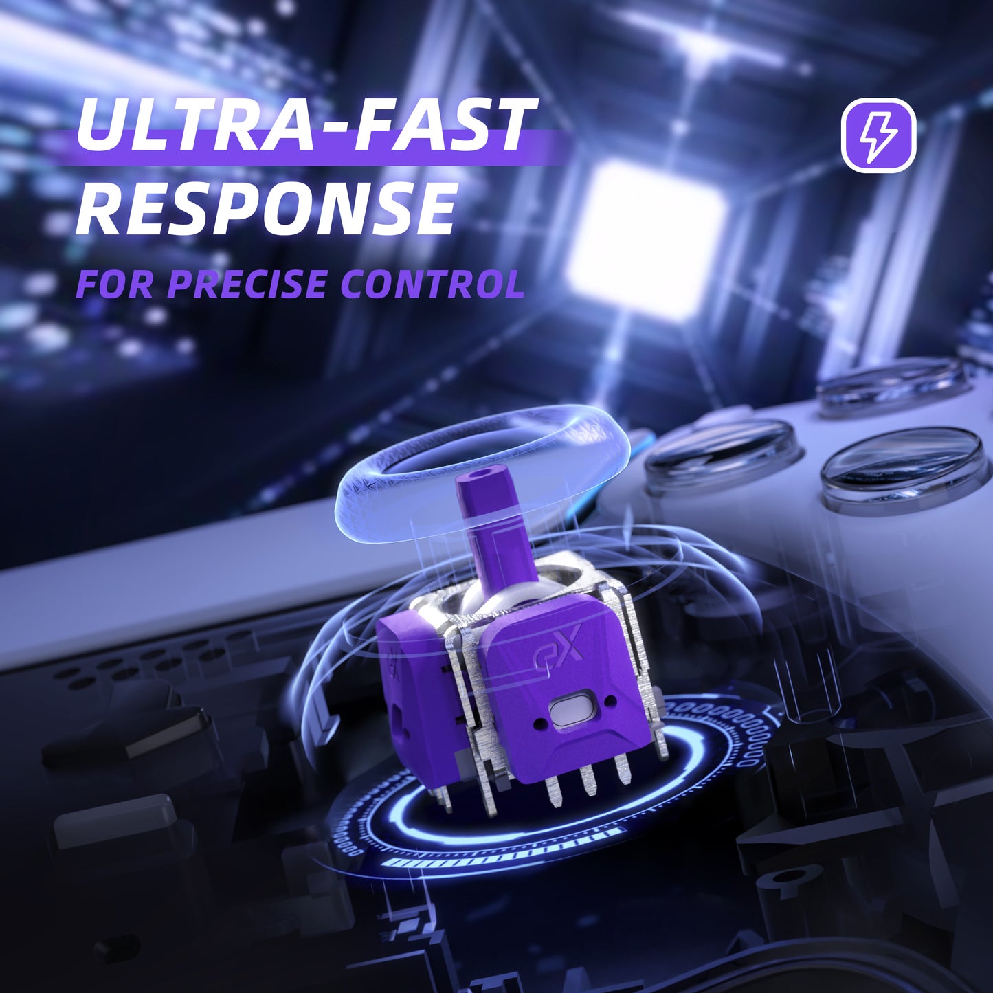 eXtremeRate eXhall デジタル調整可能 ホール効果サムスティックキット 120gf ps5コントローラー対応| キャリブレーション用FPCボード付き 交換用3Dアナログスティックセンサーモジュール - 紫