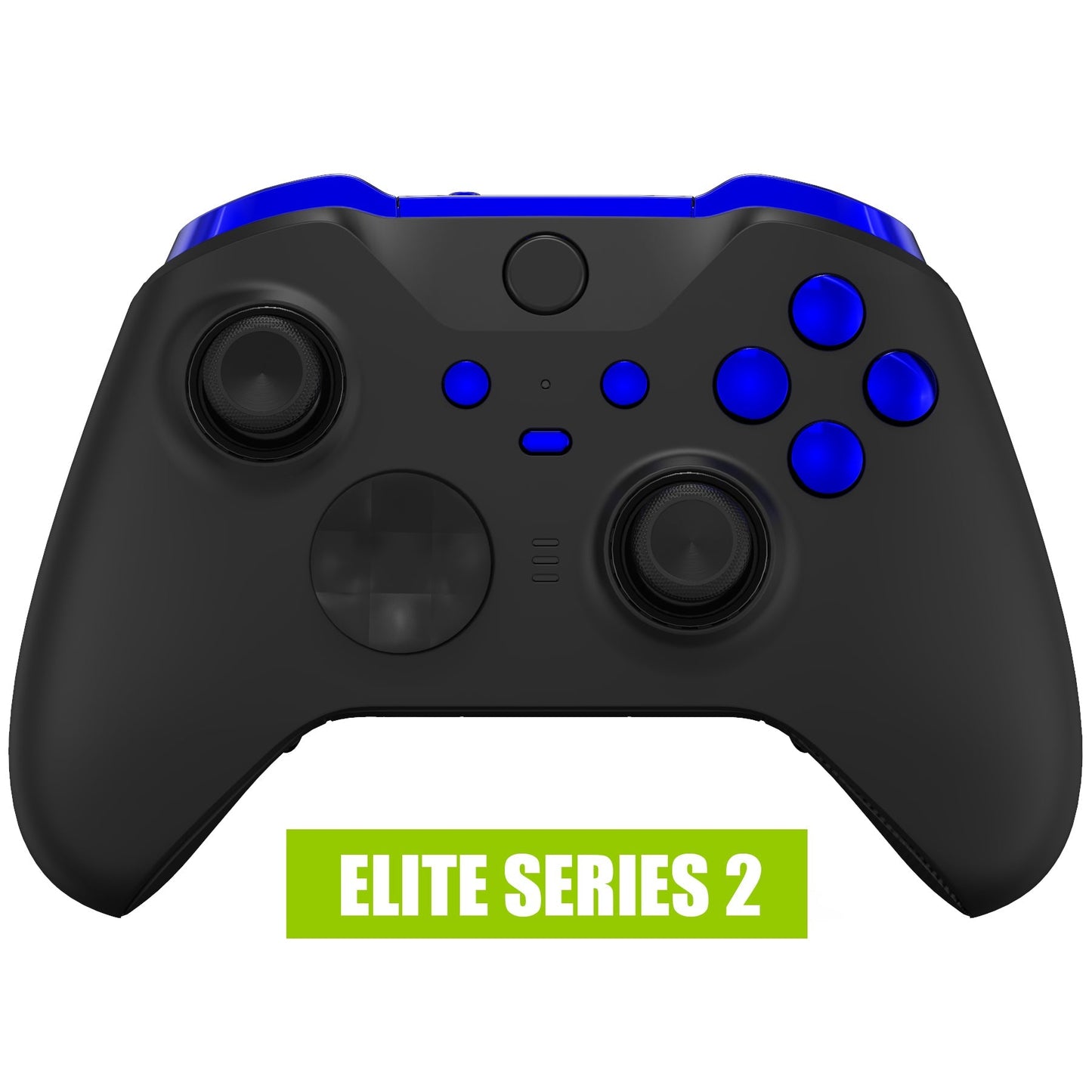 eXtremeRate Retail Chrome Blue Replacement Buttons for Xbox One Elite Series 2 Controller, LB RB LT RT Bumpers Triggers ABXY Start Back Sync Profile Switch Keys for Xbox One Elite V2 Controller (Model 1797 and Core Model 1797) - IL204