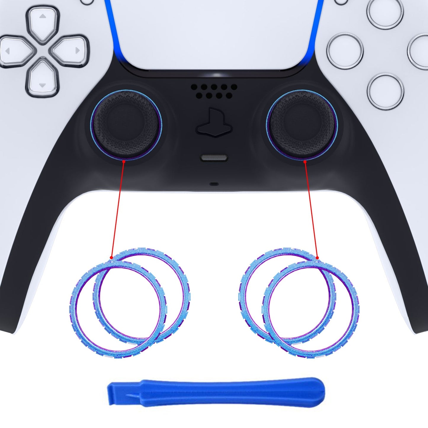 eXtremeRate Retail Chameleon Purple Blue Glossy Replacement Accessories for ps5 Controller, Custom Accent Rings for ps5 Controller - Controller NOT Included - JPF5001