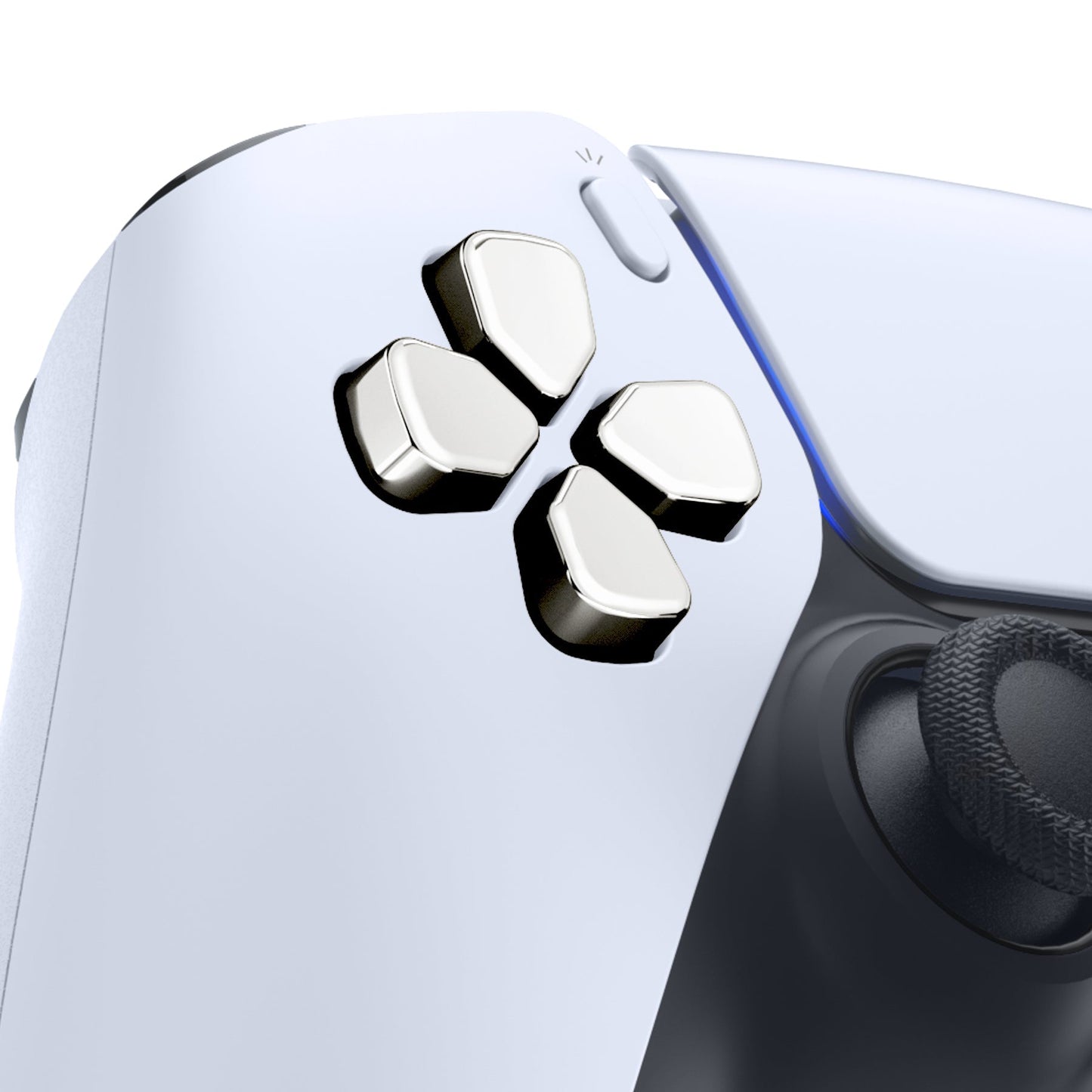 eXtremeRate Retail Ergonomic Split Dpad Buttons (SDP Buttons) for ps5 Controller, Chrome Silver Independent Dpad Direction Buttons for ps5, for ps4 All Model Controller - JPF8007