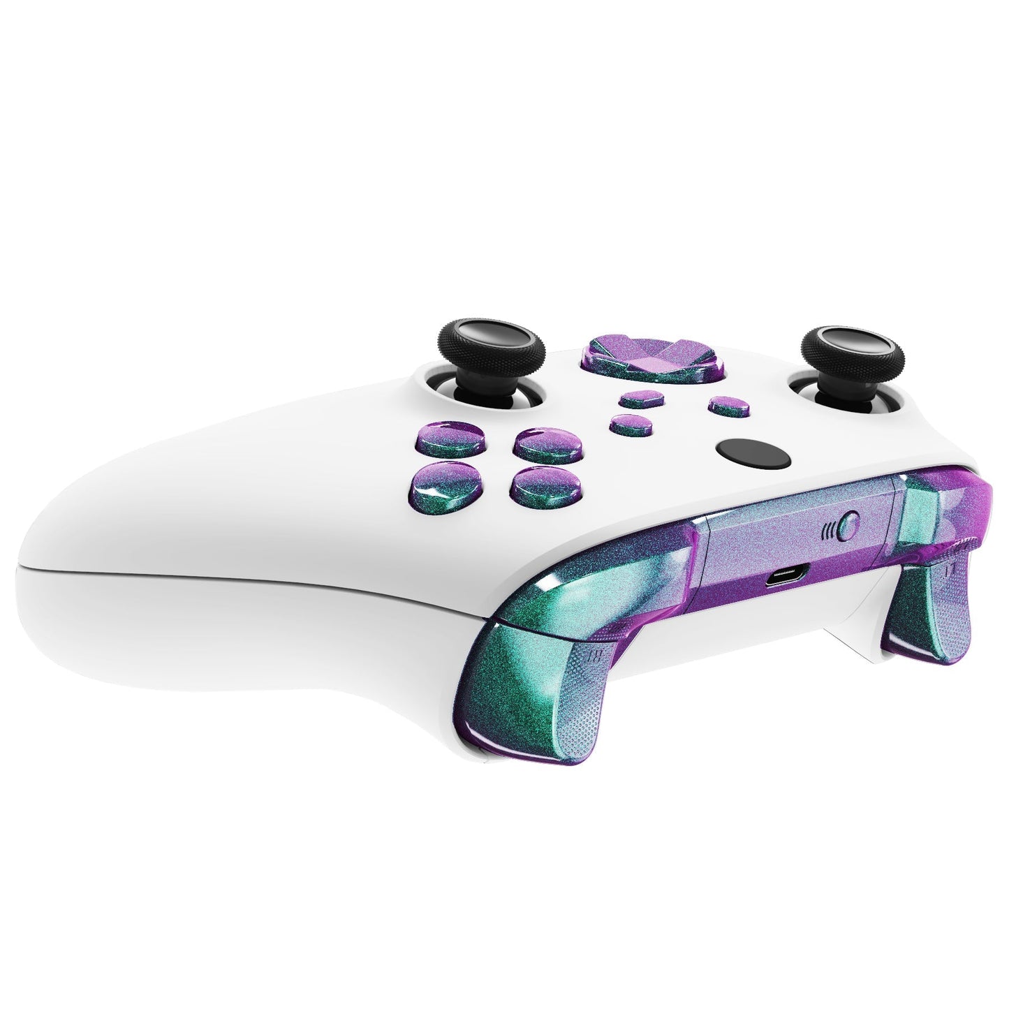 eXtremeRate Retail No Letter Imprint Custom Full Set Buttons for Xbox Series X/S Controller, Chameleon Green Purple Replacement Accessories Bumpers Triggers Dpad ABXY Buttons for Xbox Series X/S, Xbox Core Controller - JX3502