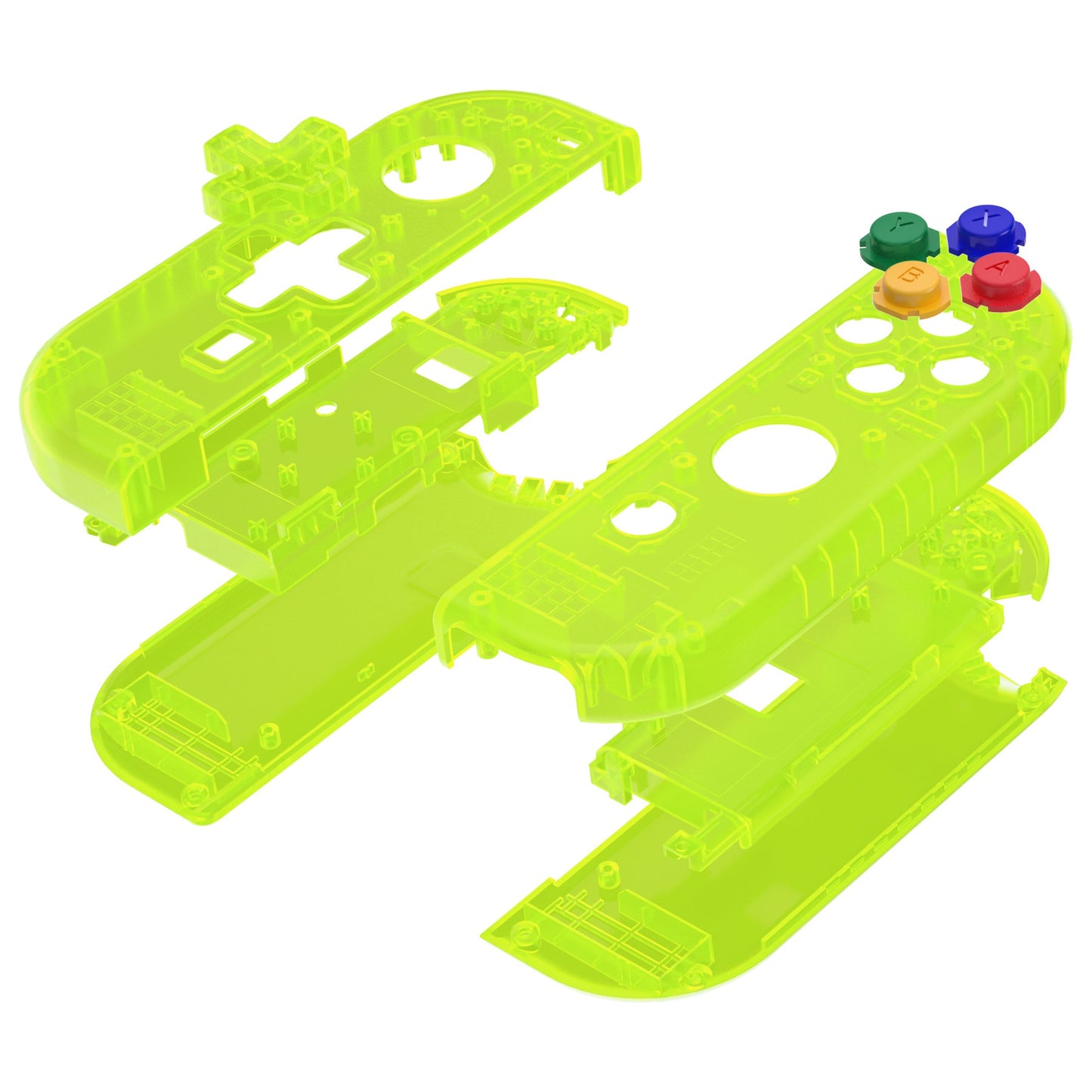 eXtremeRate Retail Clear Lime Green Joycon Handheld Controller Housing (D-Pad Version) with Full Set Buttons, DIY Replacement Shell Case for NS Switch JoyCon & OLED JoyCon - Console Shell NOT Included - JZM510