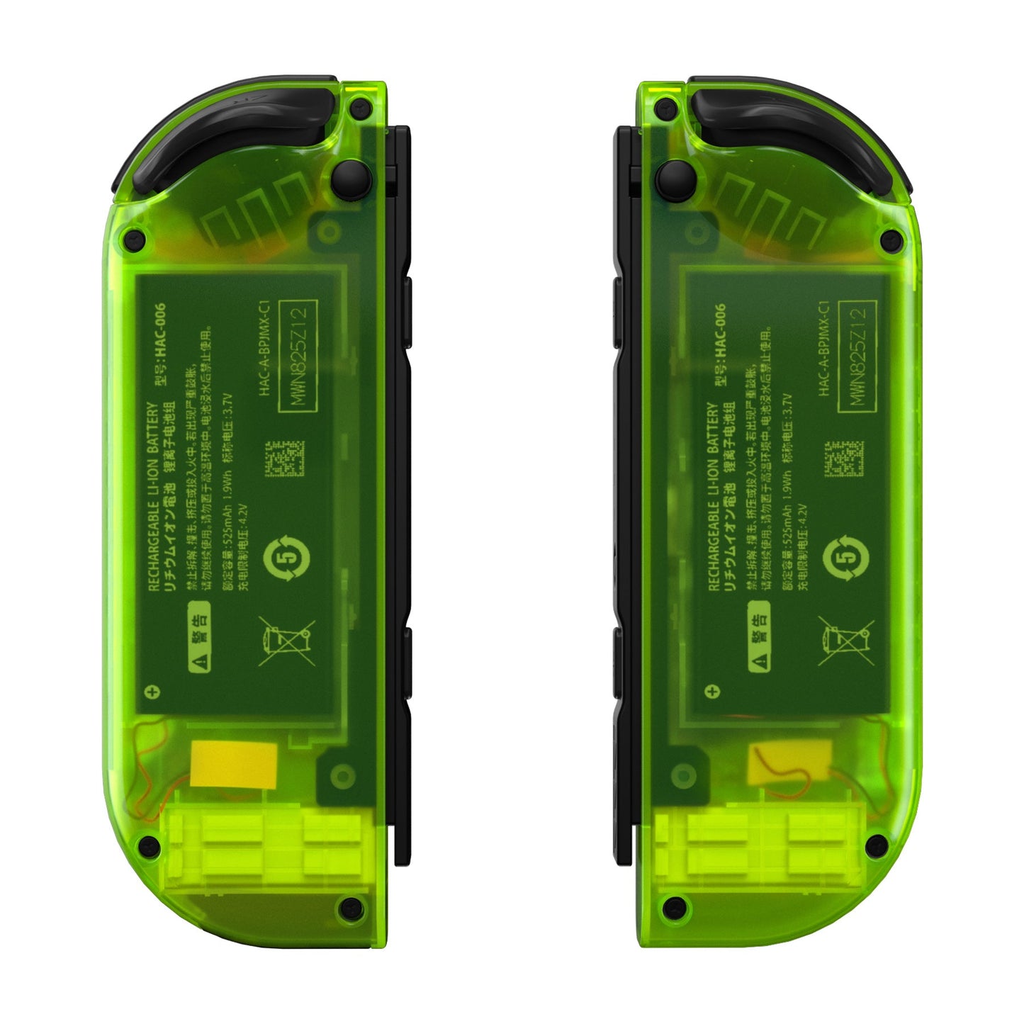 eXtremeRate Retail Clear Lime Green Joycon Handheld Controller Housing (D-Pad Version) with Full Set Buttons, DIY Replacement Shell Case for NS Switch JoyCon & OLED JoyCon - Console Shell NOT Included - JZM510