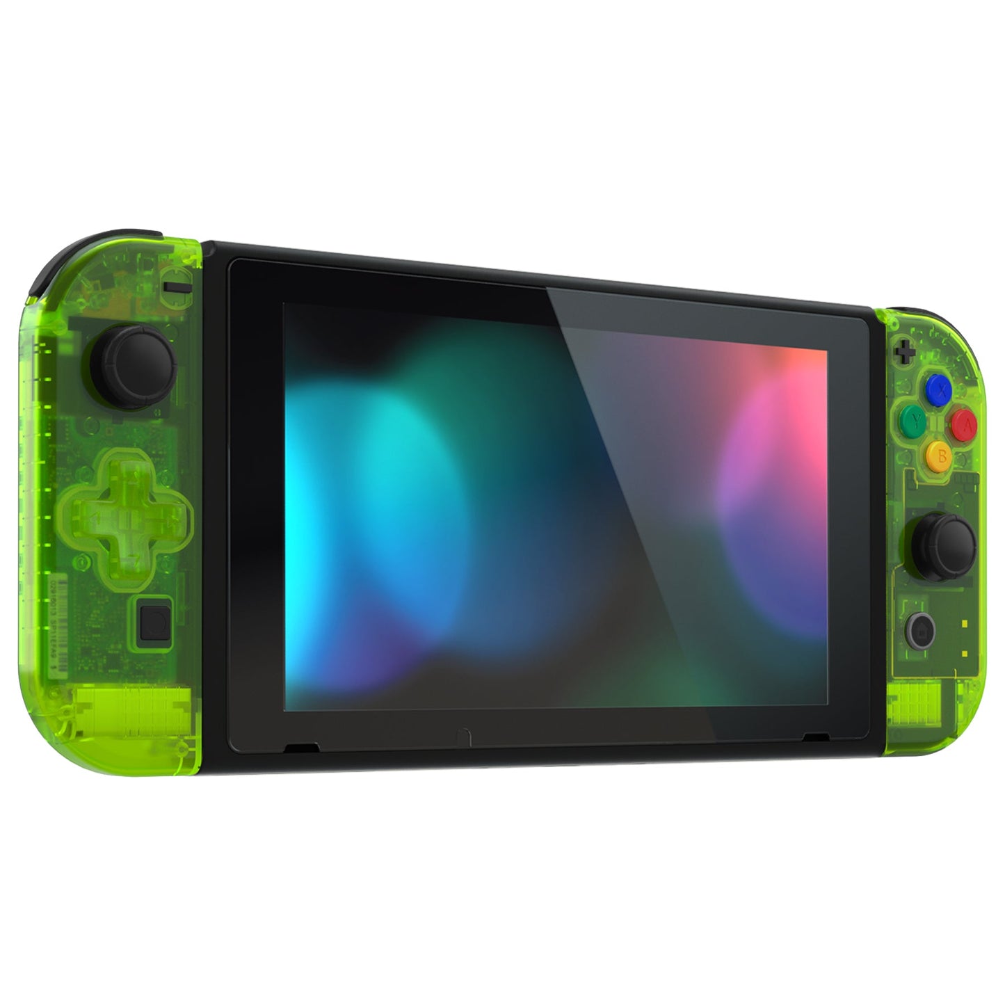 eXtremeRate Retail Clear Lime Green Joycon Handheld Controller Housing (D-Pad Version) with Full Set Buttons, DIY Replacement Shell Case for NS Switch JoyCon & OLED JoyCon - Console Shell NOT Included - JZM510