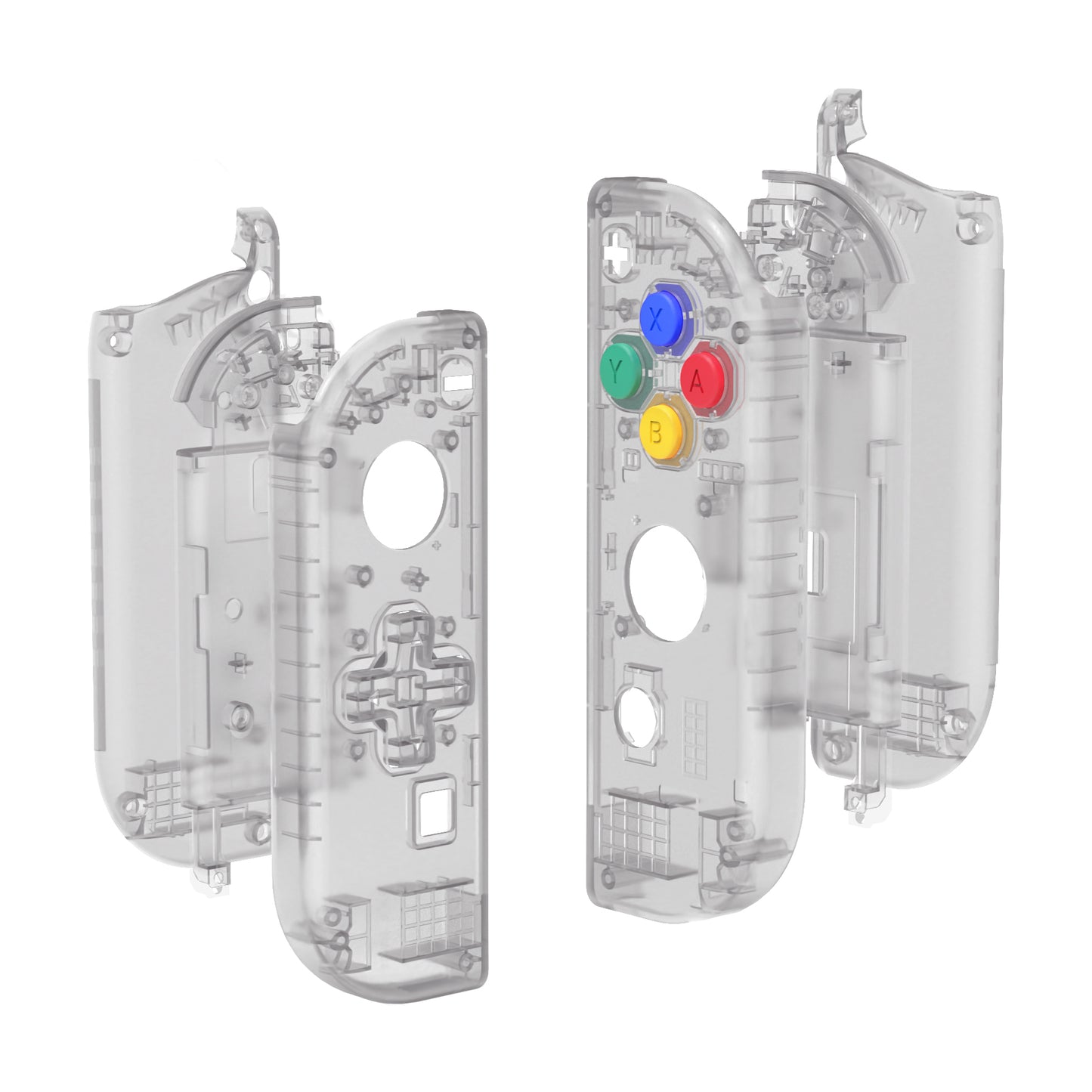 eXtremeRate NS Switch用ジョイコン交換フルセットシェルケース、方向キーバージョンボタン付き【クリアブラック】