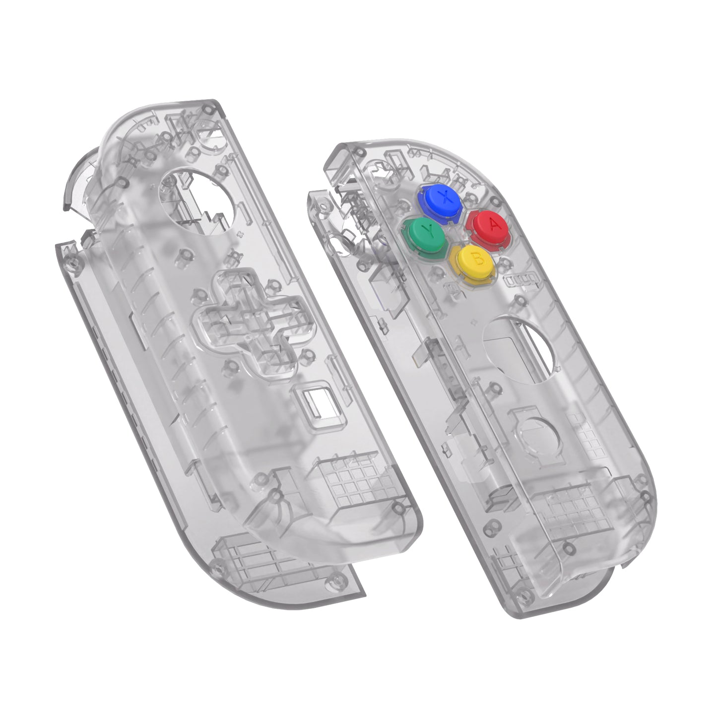 eXtremeRate NS Switch用ジョイコン交換フルセットシェルケース、方向キーバージョンボタン付き【クリアブラック】