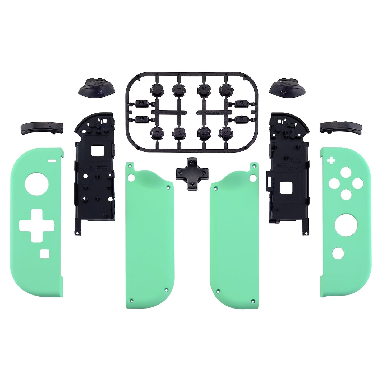 eXtremeRate Retail Soft Touch Mint Green Joycon Handheld Controller Housing (D-Pad Version) with Full Set Buttons, DIY Replacement Shell Case for NS Switch JoyCon & OLED JoyCon - Console Shell NOT Included - JZP308