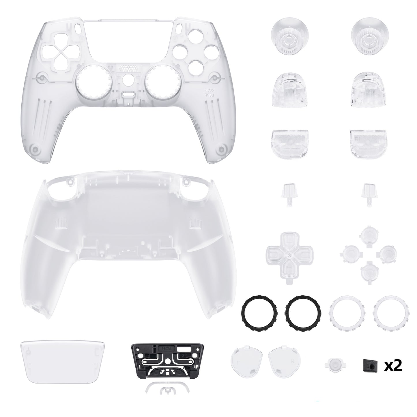 eXtremeRate PS5コントローラーBDM-030/040/050対応LUNA再設計交換対応用フルセットシェル&ボタン【クリア】