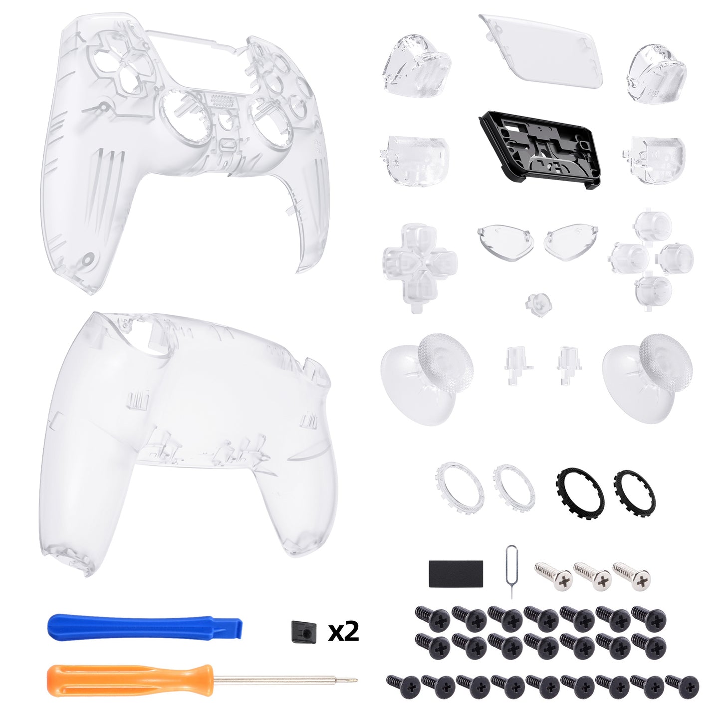 eXtremeRate PS5コントローラーBDM-030/040/050対応LUNA再設計交換対応用フルセットシェル&ボタン【クリア】