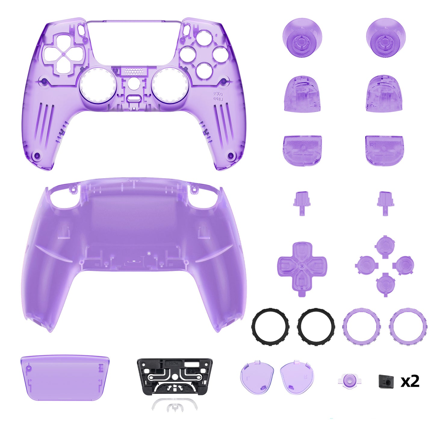 eXtremeRate LUNA Redesigned Replacement Full Shell & Button Set for PS5 Controller BDM-030/040/050 (Clear Purple)