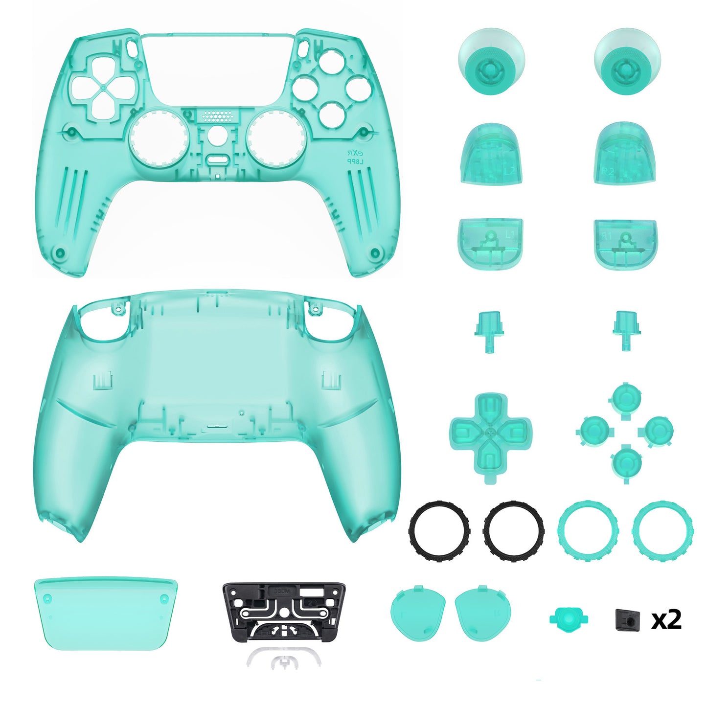 eXtremeRate PS5コントローラーBDM-030/040/050対応LUNA再設計交換対応用フルセットシェル&ボタン【エメラルドグリーン】