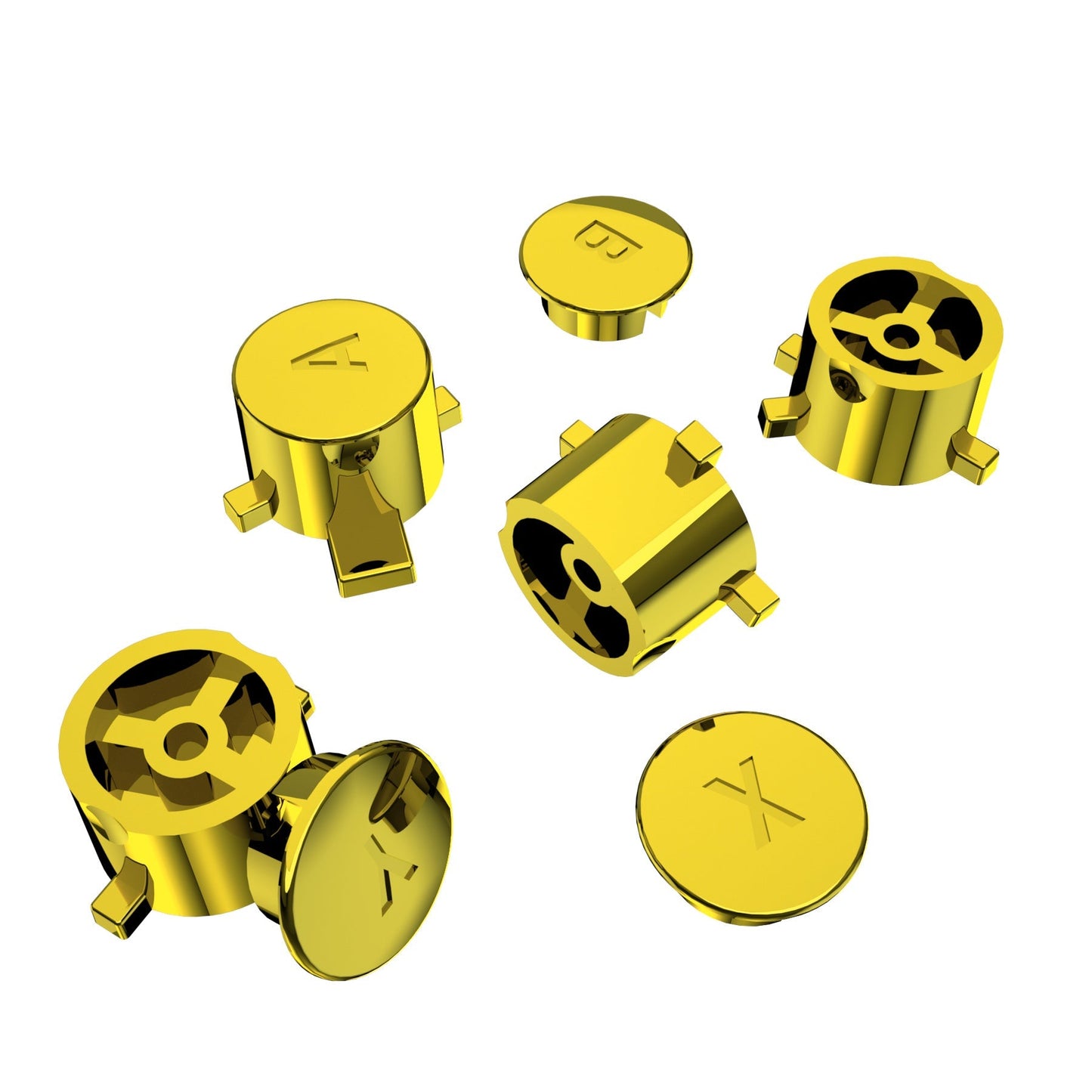 eXtremeRate Retail Chrome Gold Interchangeable ABXY Buttons for Nintendo Switch Pro Controller, DIY Swappable Replacement ABXY for NS Pro Controller- Controller NOT Included - KRH608