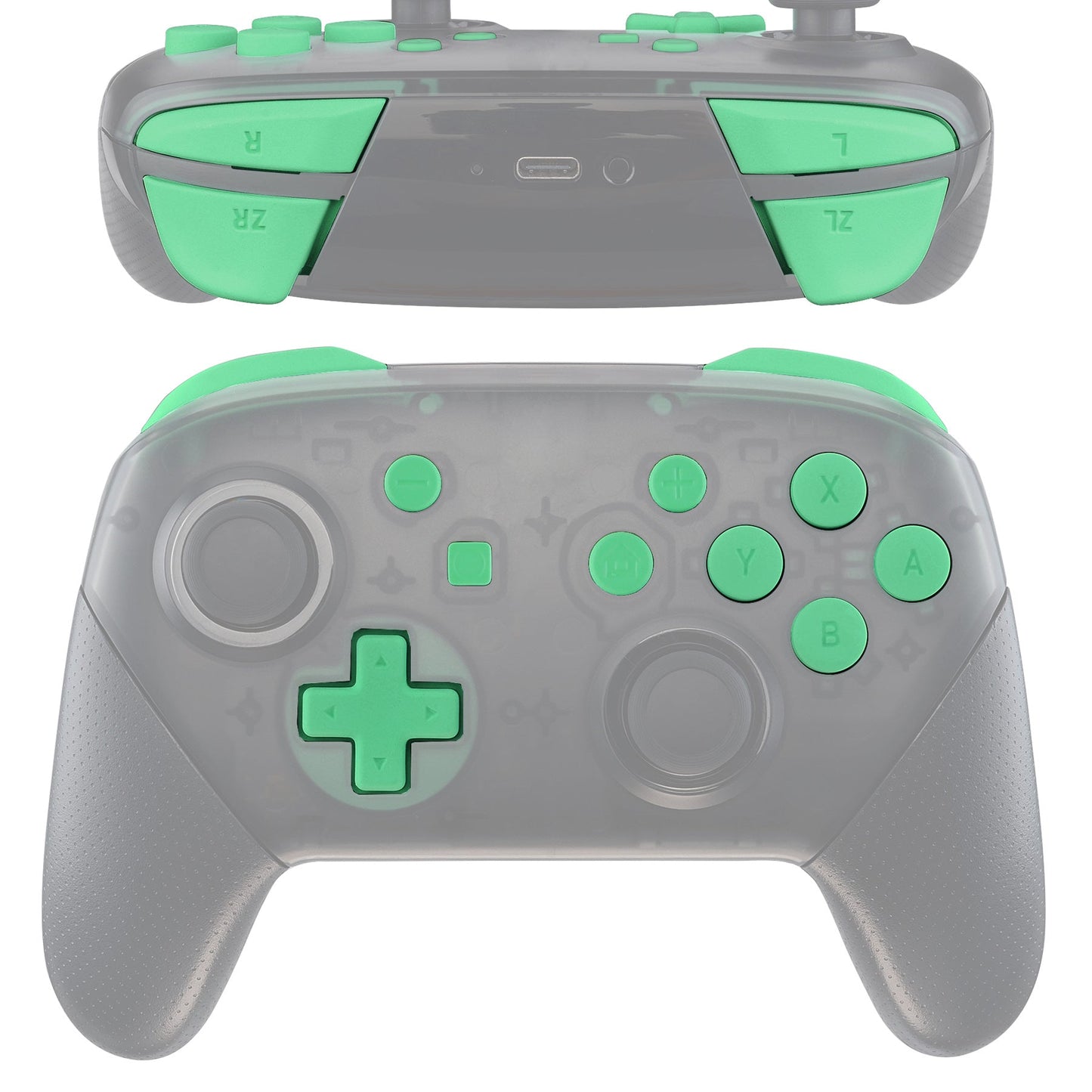 eXtremeRate Retail Mint Green Repair ABXY D-pad ZR ZL L R Keys for Nintendo Switch Pro Controller, DIY Replacement Full Set Buttons with Tools for Nintendo Switch Pro - Controller NOT Included - KRP309