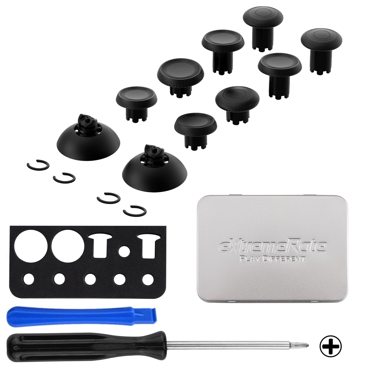 eXtremeRate PS5&PS4コントローラー対応用ThumbsGear V3交換可能なエルゴノミックサムスティック【ブラック】