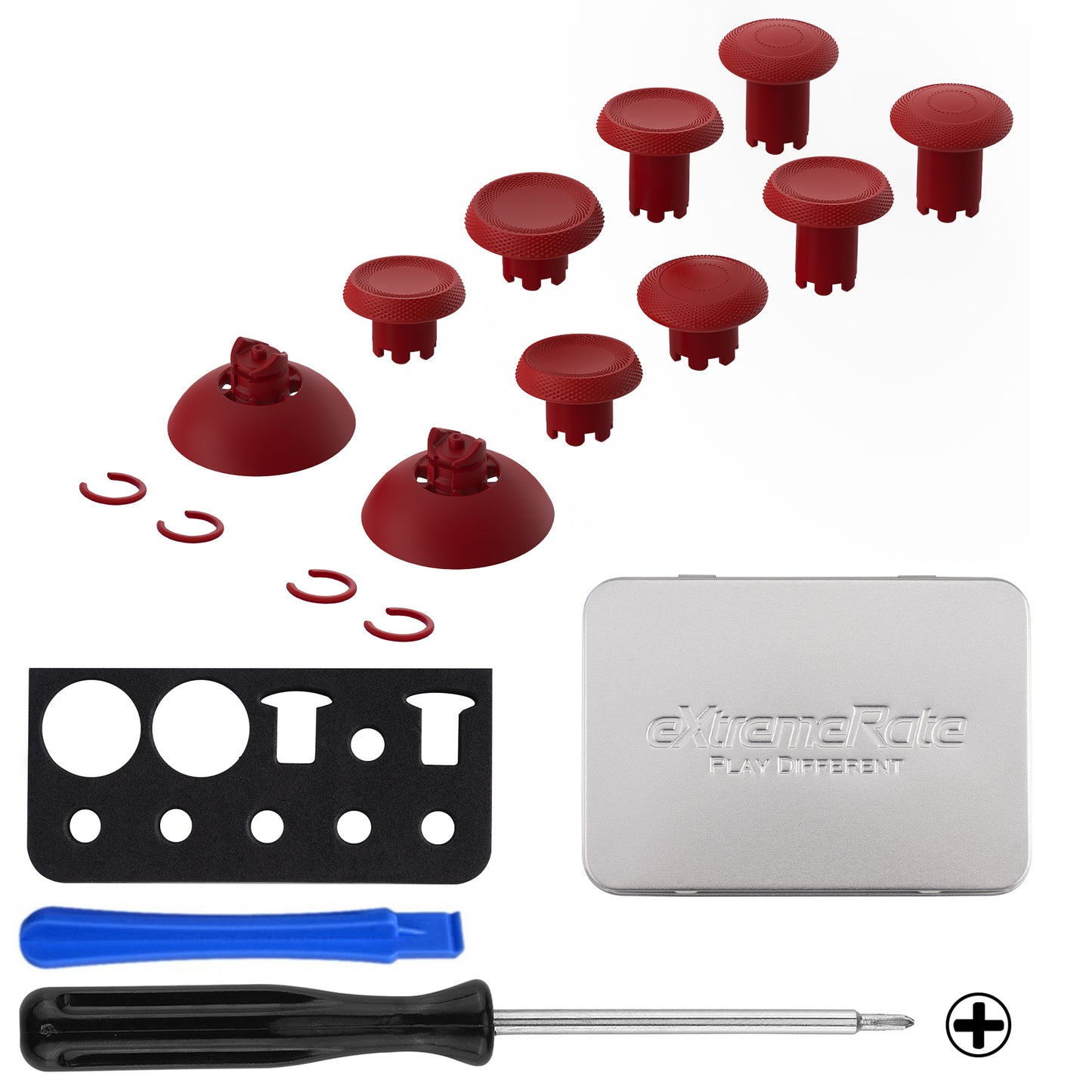 eXtremeRate PS5&PS4コントローラー対応用ThumbsGear V3交換可能なエルゴノミックサムスティック【カーマインレッド】