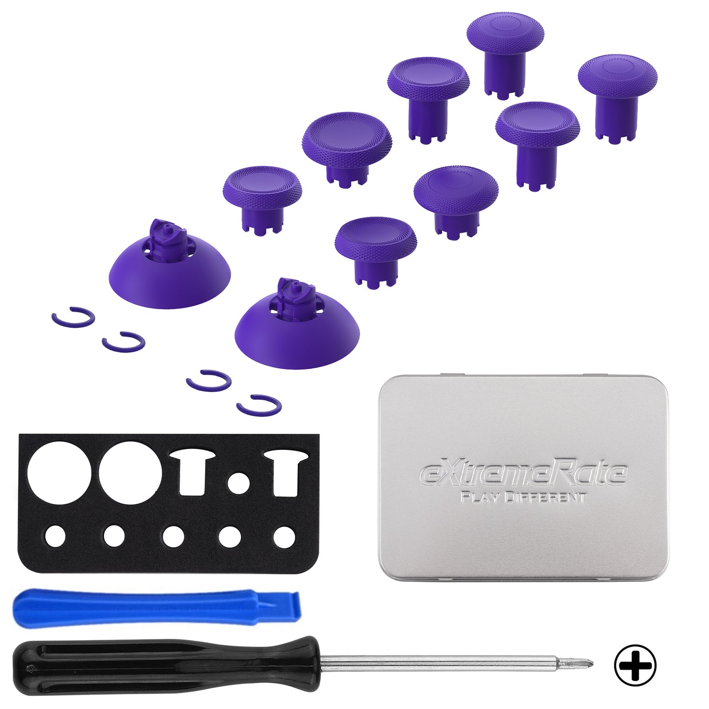 eXtremeRate PS5&PS4コントローラー対応用ThumbsGear V3交換可能なエルゴノミックサムスティック【パープル】