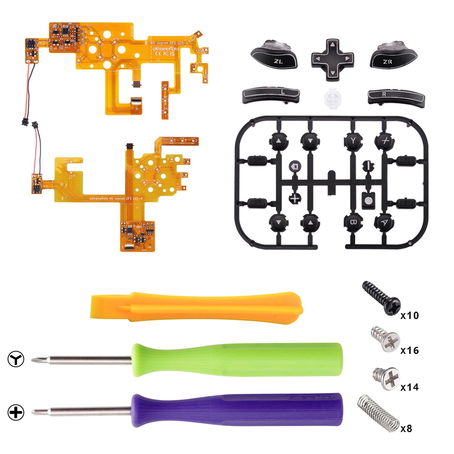 eXtremeRate NSスイッチ&スイッチ有機ELモデルジョイコン用マルチカラー発光ボタンDFS LEDキット【ブラック】