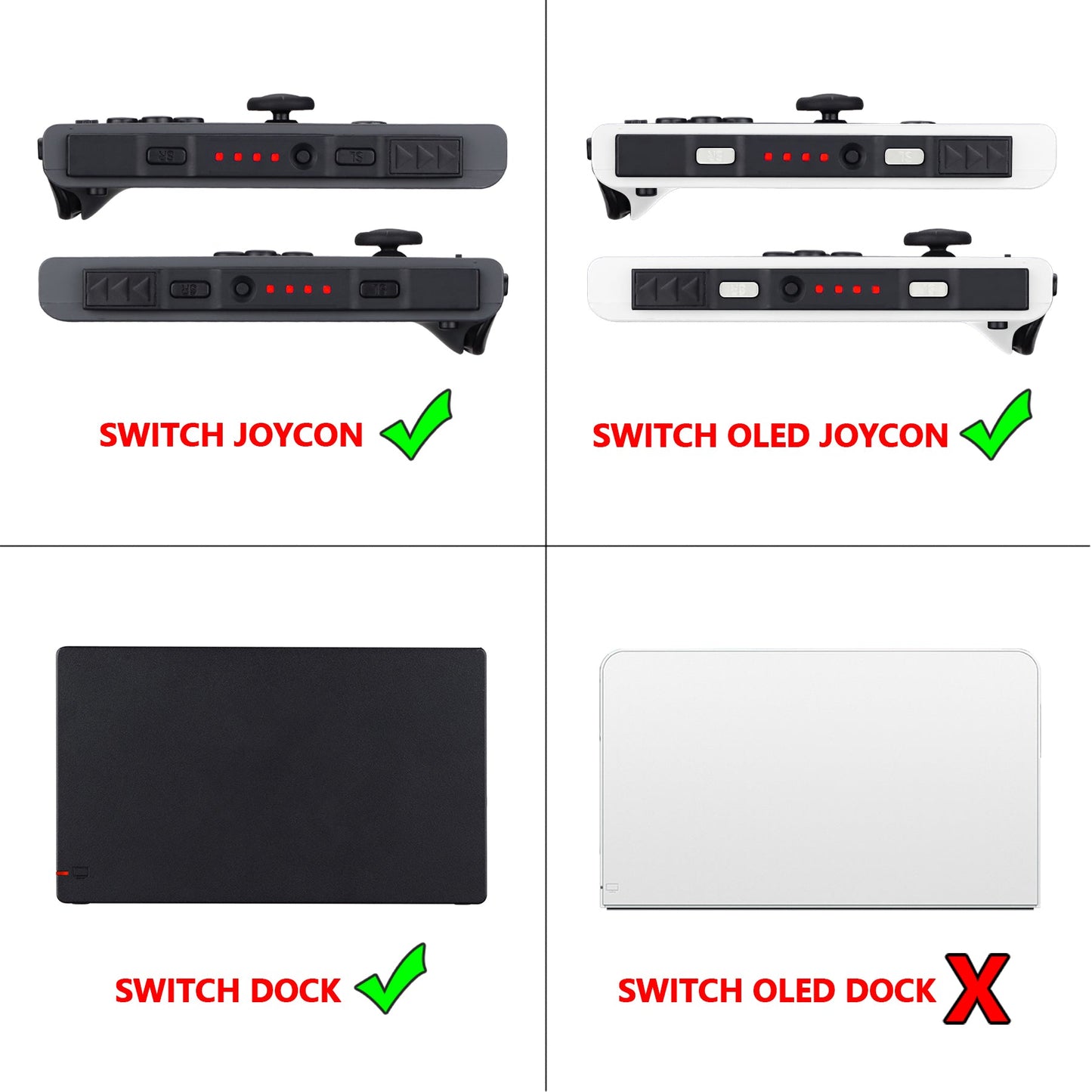 eXtremeRate Retail Red Firefly LED Tuning Kit for NS Switch Joycons Dock NS Joycon SL SR Buttons Ribbon Flex Cable Indicate Power LED-Joycons Dock NOT Included - NSLED003