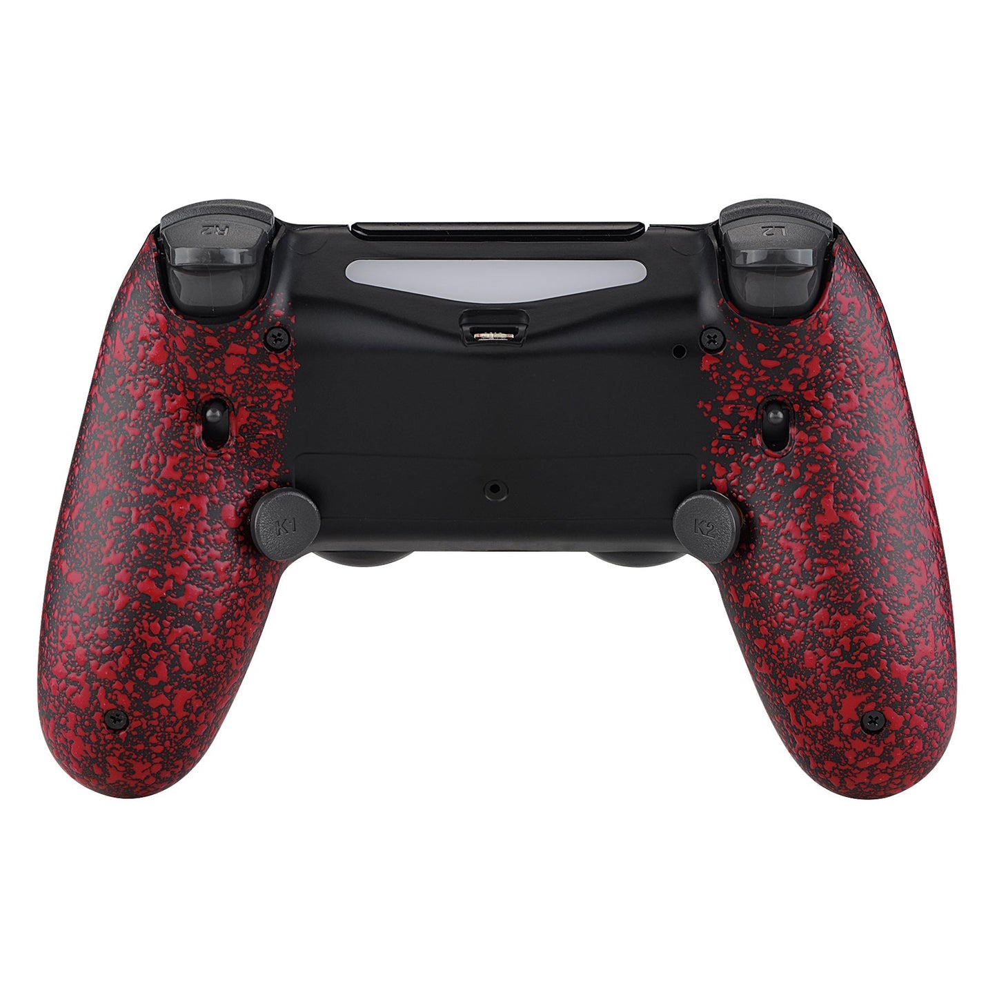 eXtremeRate Retail Textured Red Dawn 2.0 FlashShot Trigger Stop Remap Kit for ps4 CUH-ZCT2 Controller, Part & Back Shell & 2 Back Buttons & 2 Trigger Lock for ps4 Controller JDM 040/050/055 - P4QS003