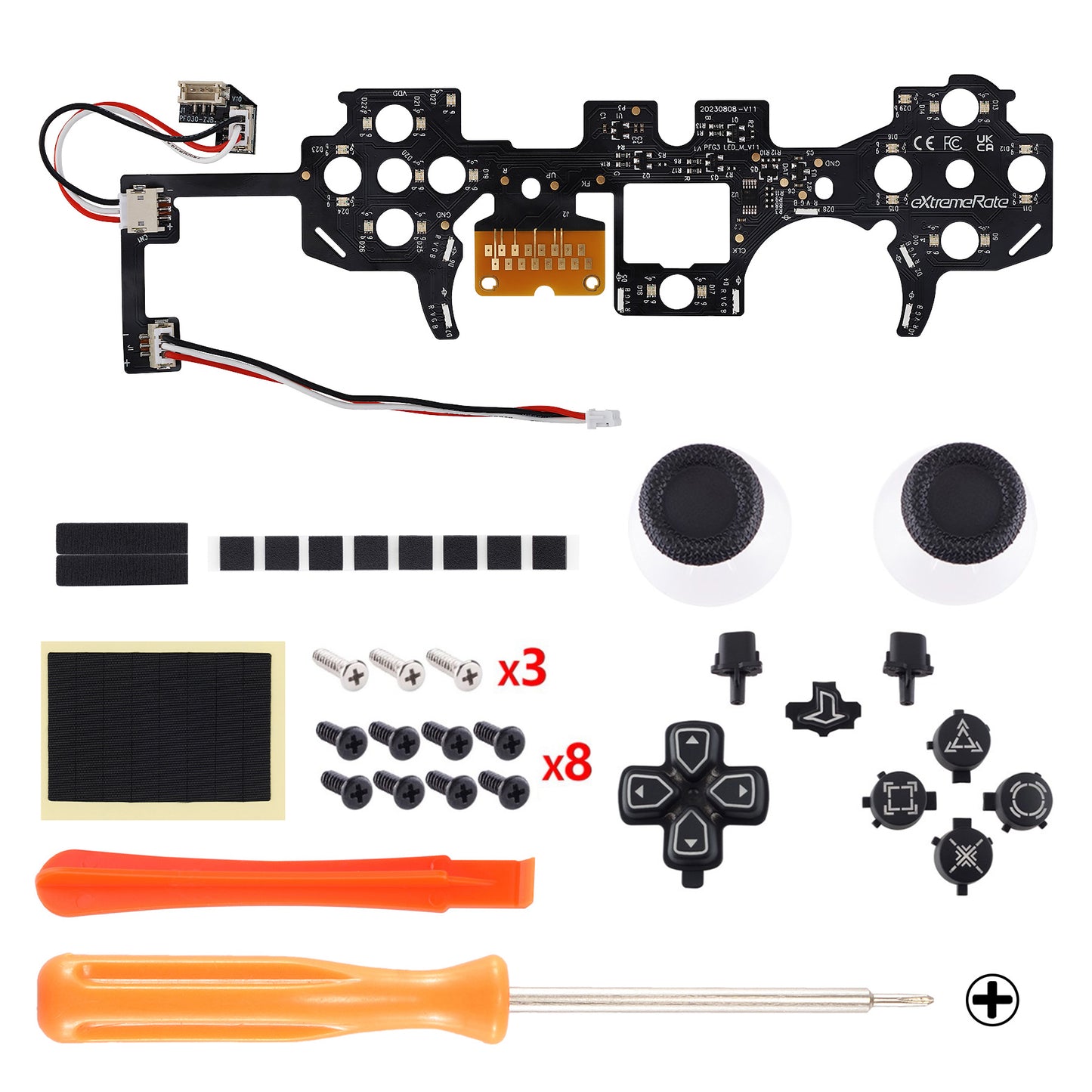 eXtremeRate PS5コントローラーBDM-030/040/050対応用マルチカラー発光ボタンDTF V3 LEDキット【ブラック】
