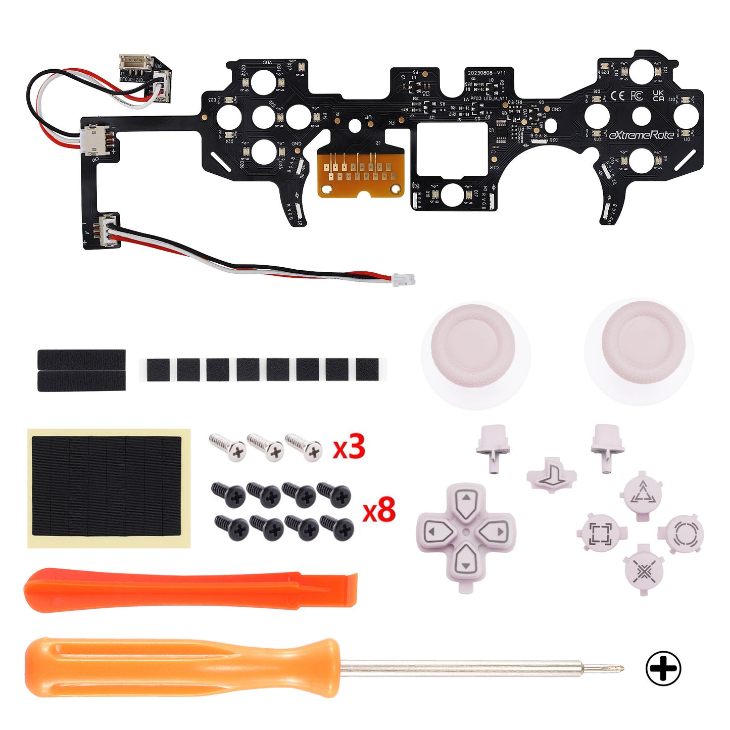 eXtremeRate Multicolor Illuminated Button DTF V3 LED Kit for PS5 Controller BDM-030/040 (Sakura Pink)