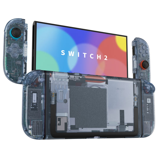eXtremeRate Nintendo Switch 2対応交換フルセットシェル&ボタン - デラックス版【クリアグレイシャーブルー】