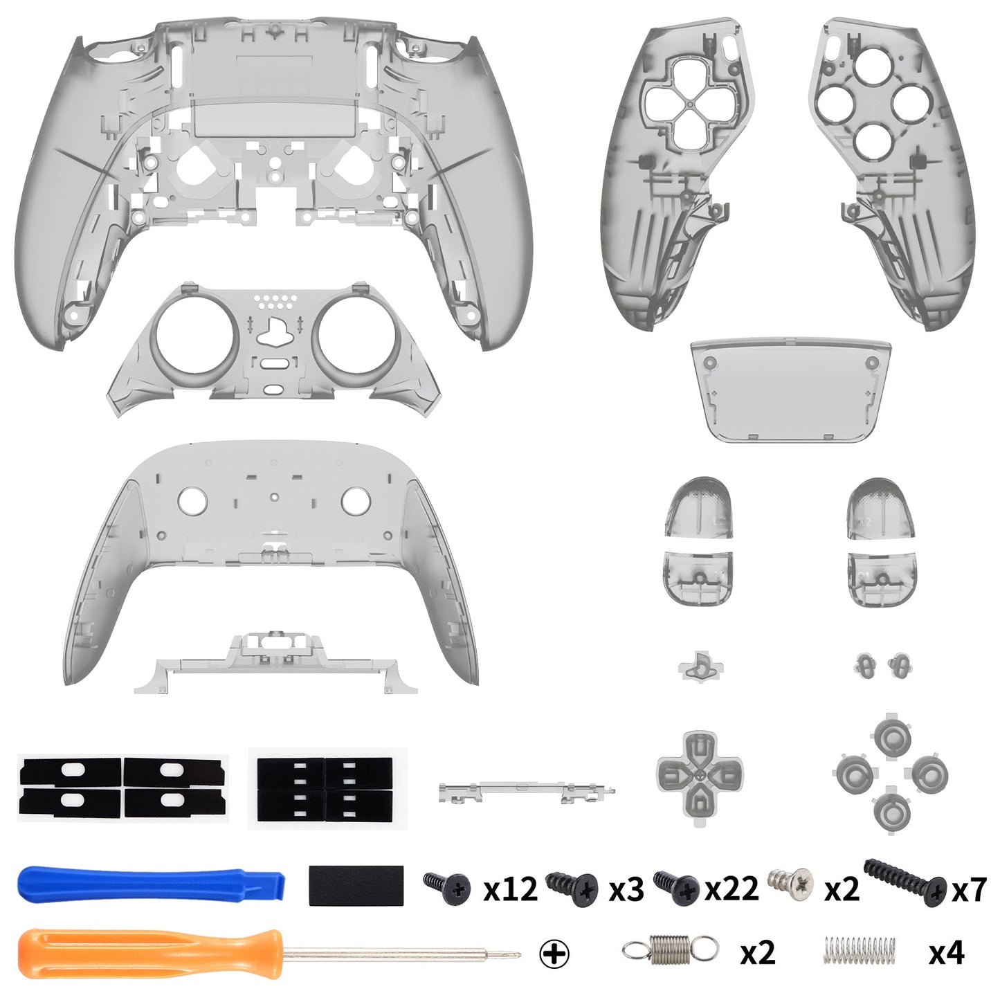 eXtremeRate PS5 edgeコントローラー対応交換対応用フルセットシェル&ボタン【クリアブラック】