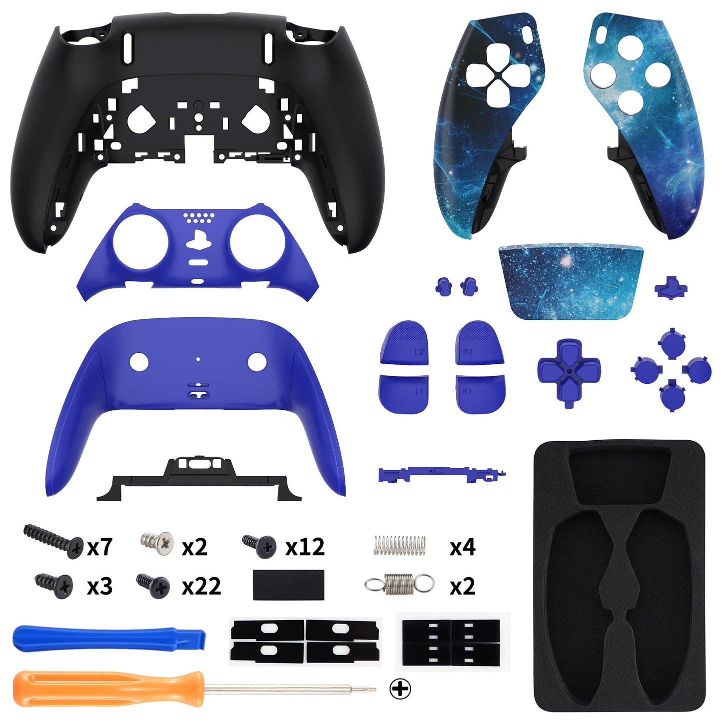 eXtremeRate PS5 edgeコントローラー対応交換対応用フルセットシェル&ボタン【青い星雲】