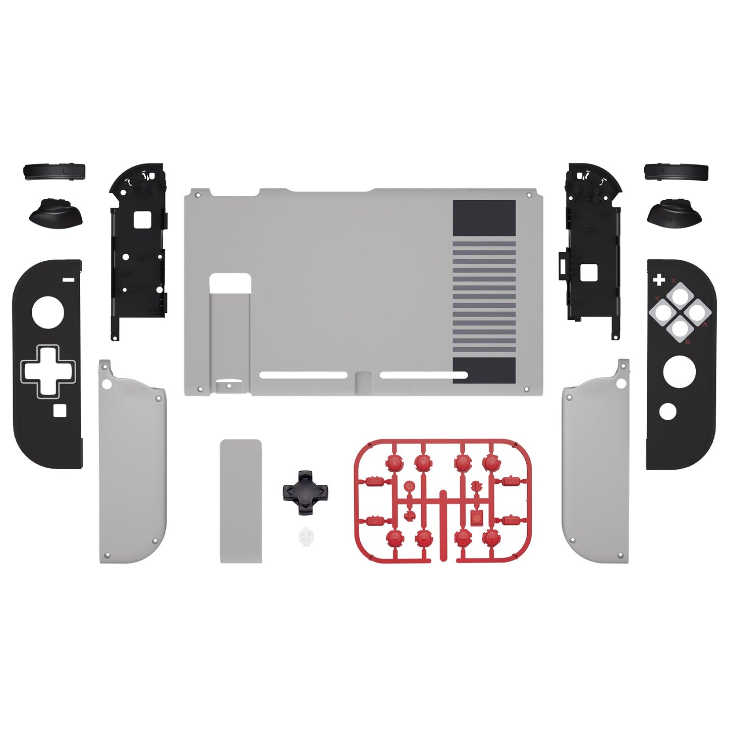eXtremeRate Retail Dpad Version Custom Full Set Shell for Nintendo Switch, Soft Touch Replacement Console Back Plate, NS Joycon Handheld Controller Housing & Buttons for Nintendo Switch - Classics NES Style - QZT1005