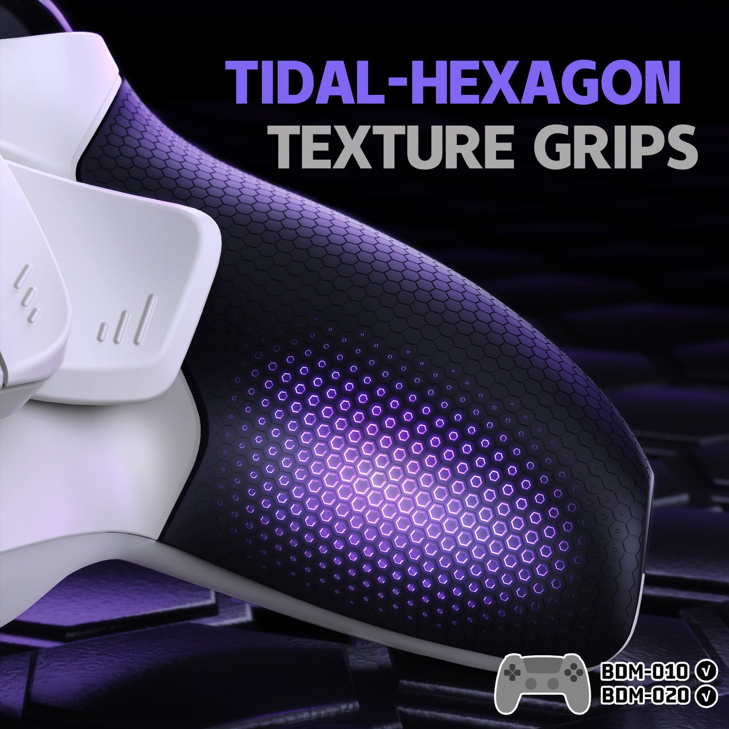 eXtremeRate PS5コントローラーBDM-010/020対応用RISE4 Plus MAXバックパドルキット、クリッキートリガーストップ&ラバーグリップ付き【ラバー付き黒いグリップ白い背面パドル】