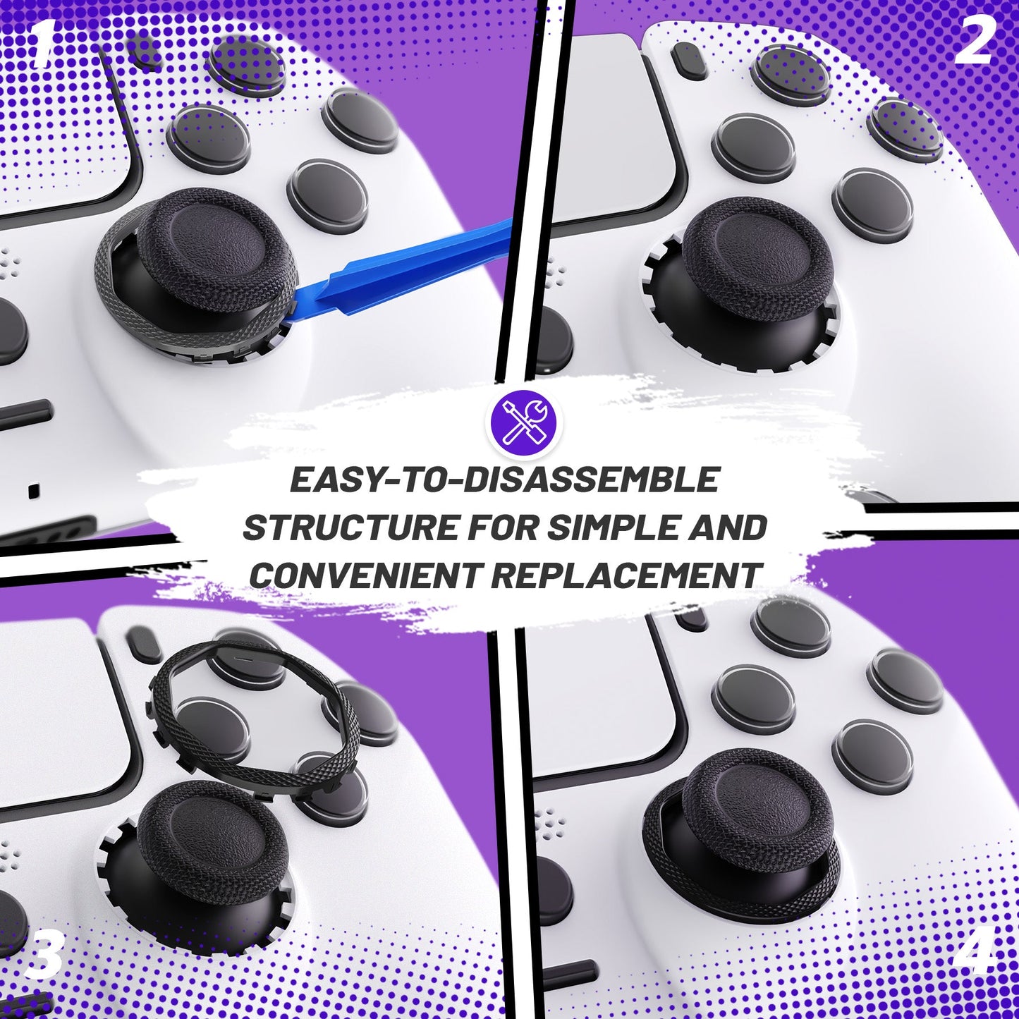 Redesigned Octagonal Gated Sticks Accent Rings for eXtremeRate Luna Shell for PS5 Controller, Replacement Accessory for eXtremeRate Ghost Shell for PS4 Controller - Not for Standard Faceplate - Black eXtremeRate