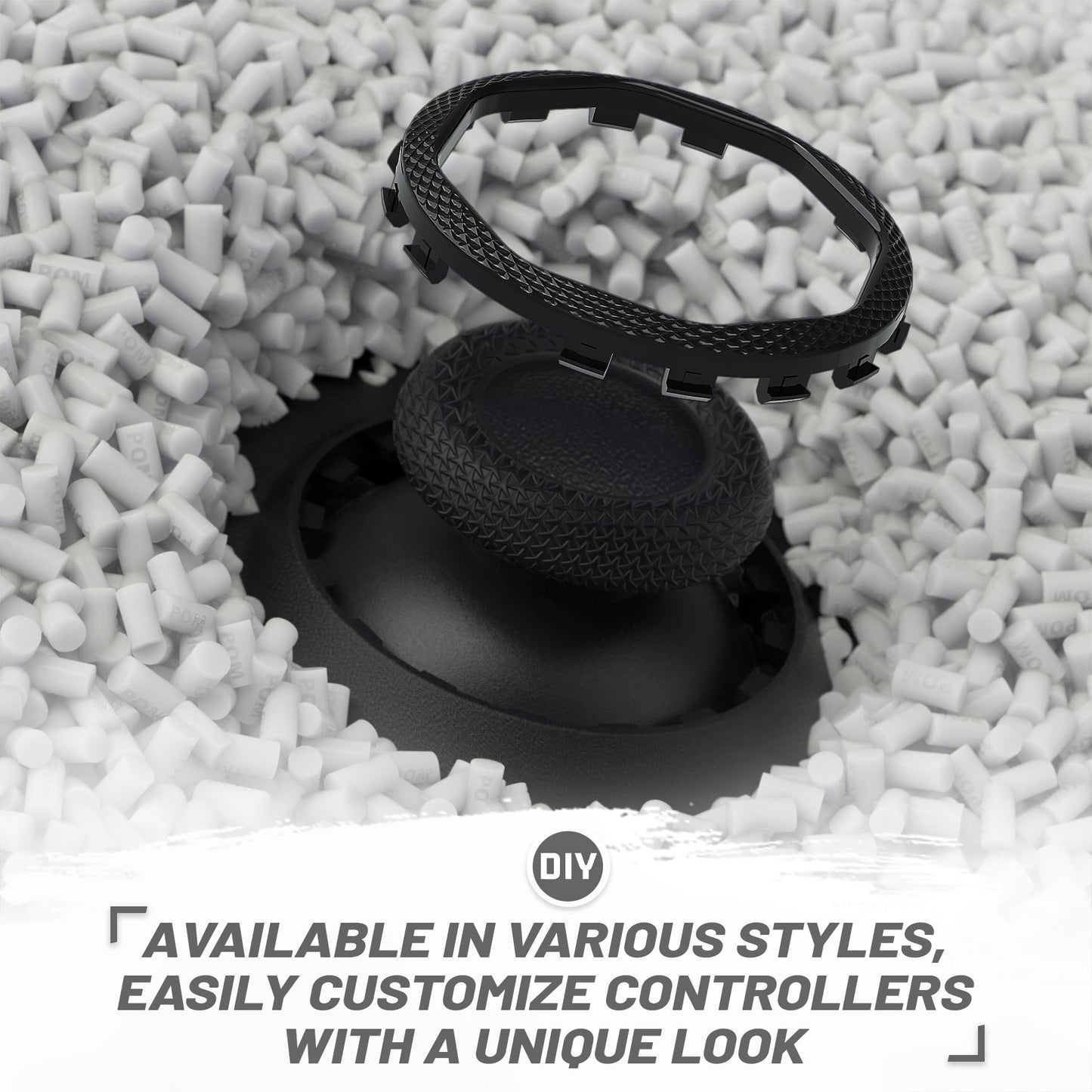 Redesigned Octagonal Gated Sticks Accent Rings for eXtremeRate Luna Shell for PS5 Controller, Replacement Accessory for eXtremeRate Ghost Shell for PS4 Controller - Not for Standard Faceplate - Black eXtremeRate
