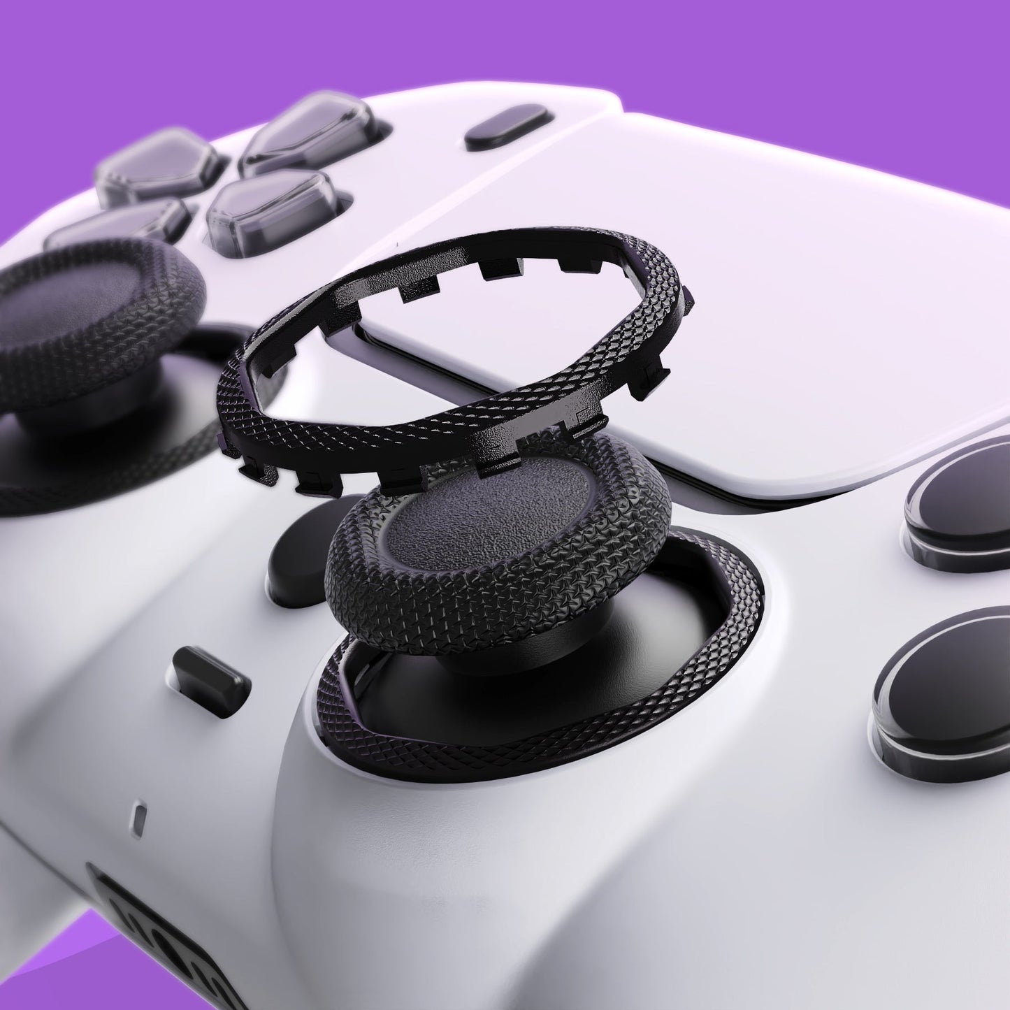 Redesigned Octagonal Gated Sticks Accent Rings for eXtremeRate Luna Shell for PS5 Controller, Replacement Accessory for eXtremeRate Ghost Shell for PS4 Controller - Not for Standard Faceplate - Black eXtremeRate