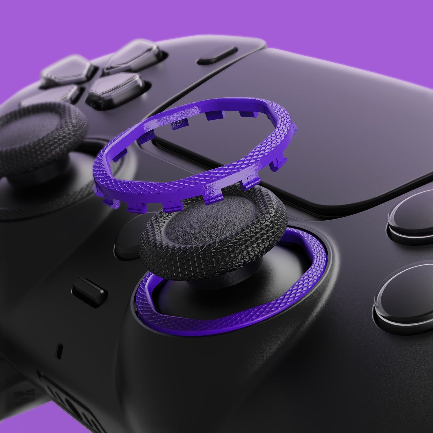 eXtremeRate PS5コントローラー用eXtremeRate Lunaシェル用再設計された八角形ゲート付きスティックアクセントリング、PS4コントローラー用eXtremeRate Ghostシェル交換アクセサリー-標準フェイスプレートには非対応【パープル】
